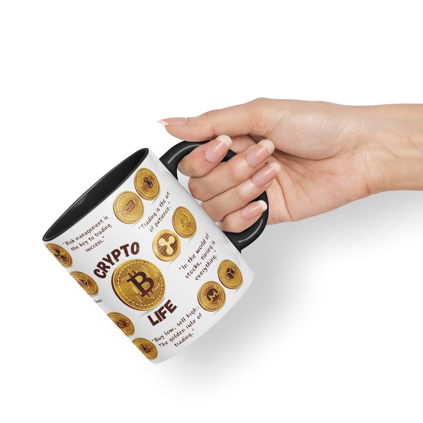 Crypto Life Crypto Currency Trading Ceramic Coloured Mug Cup for Tea Coffee Hot brew 330ml 11Oz Gift