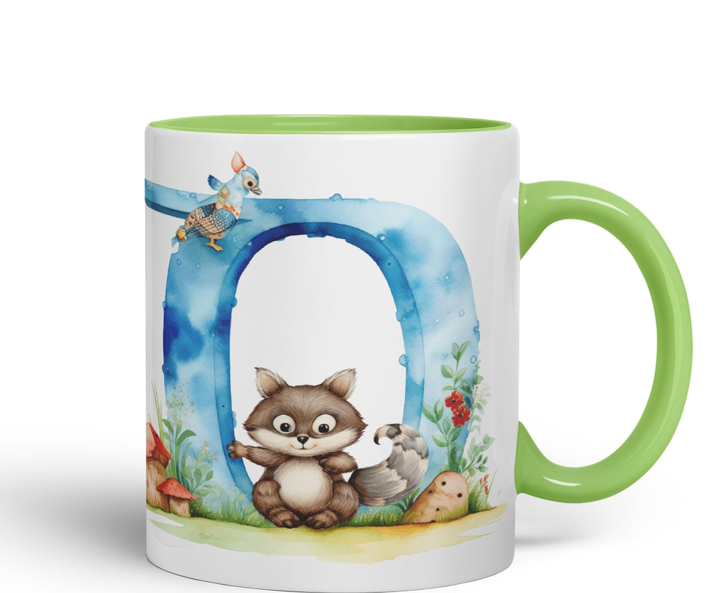 Letter Q mug, Animals Alphabet Letter Q Monogram animal for kids Ceramic Coloured Mug Cup for Tea Coffee Hot brew 330ml 11Oz Gift