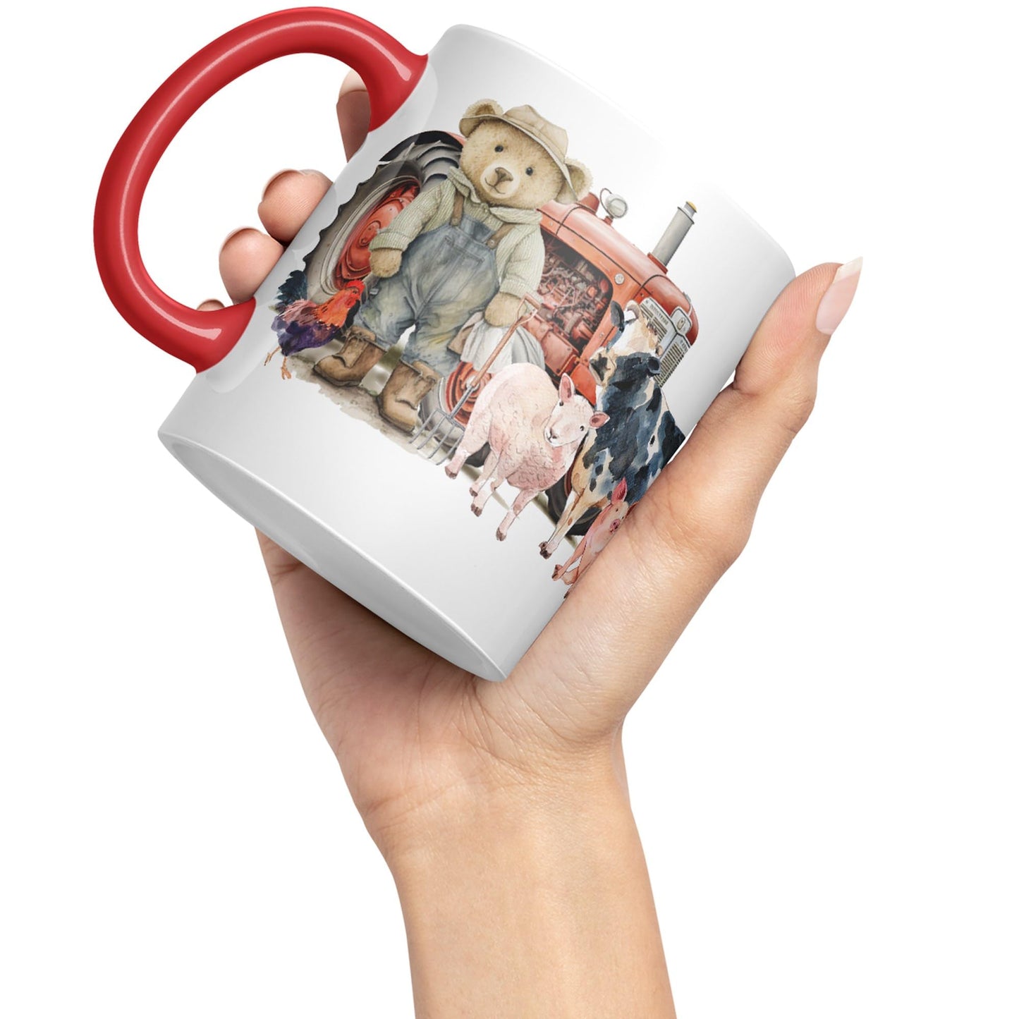 Vixar Teddy Bear Farmer Farm Tractor Ceramic Mug Coloured Mug Cup Gift Birthday Work Office Tea Coffee