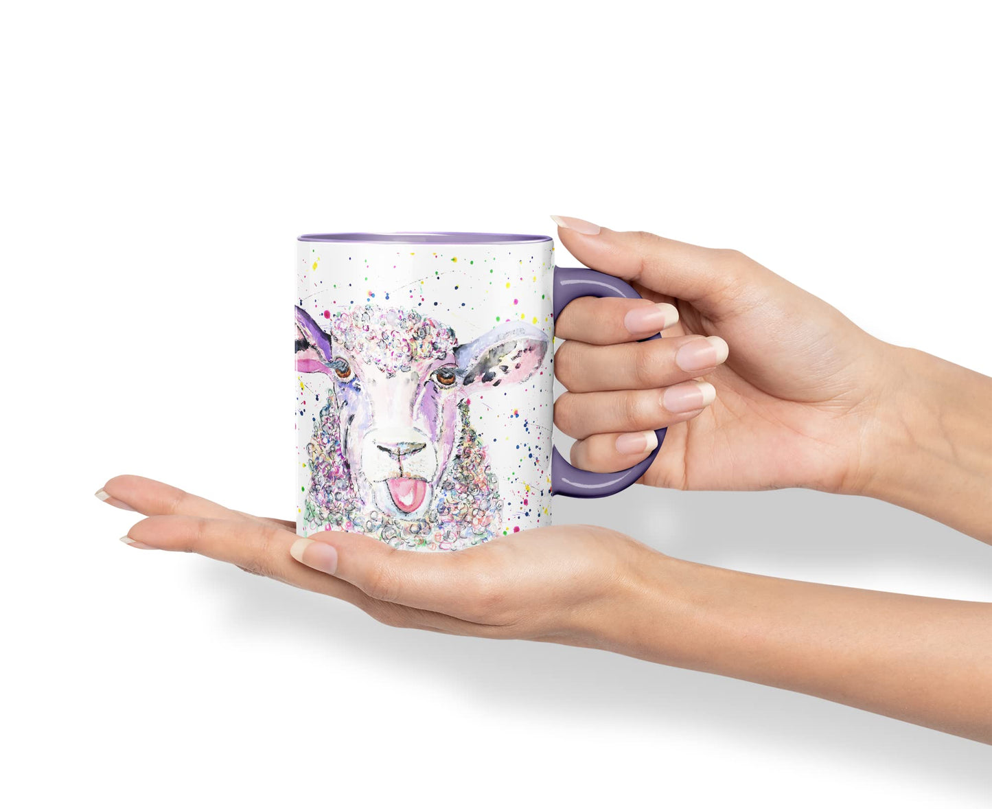 Vixar Sheep Eve Farm Animals Watercolour Art Coloured Mug Cup Gift Birthday Work Office Tea Coffee