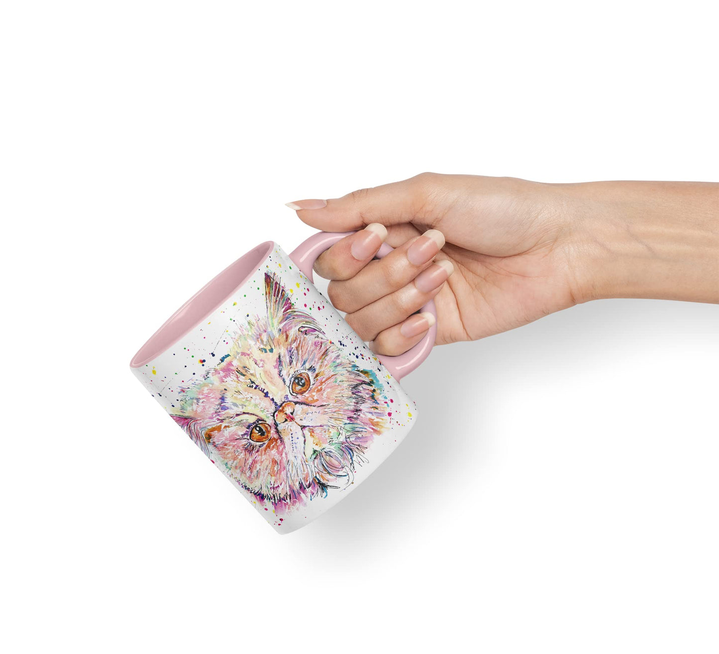 Vixar Persian Cat Kitten Pet Animals Watercolour Art Coloured Mug Cup Gift Birthday Work Office Tea Coffee