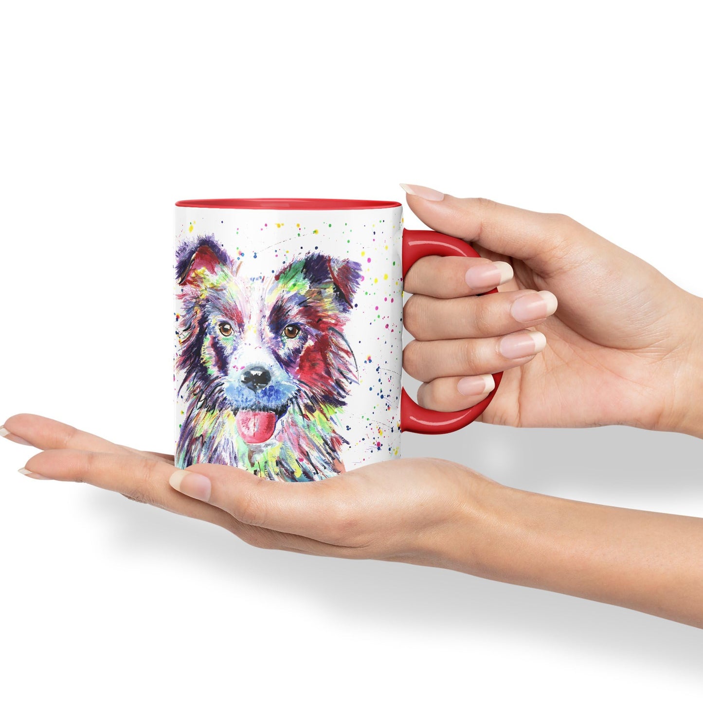 Vixar Border Collie Dog Pet Animals Watercolour Art Coloured 330 ml Mug Cup Gift Birthday Work Office Tea Coffee