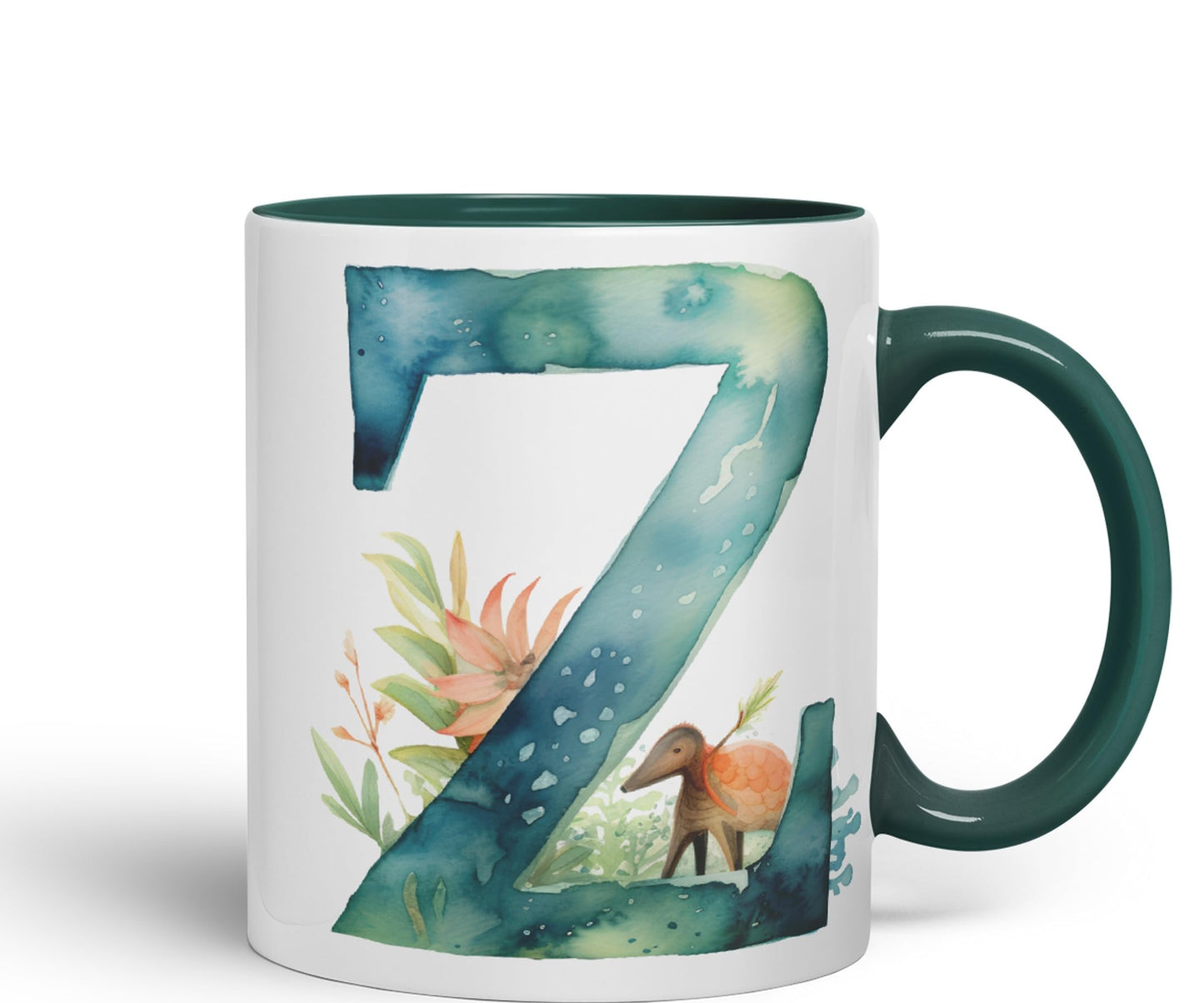 Letter Z mug, Animals Alphabet Letter Z Monogram animal for kids Ceramic Coloured Mug Cup for Tea Coffee Hot brew 330ml 11Oz Gift