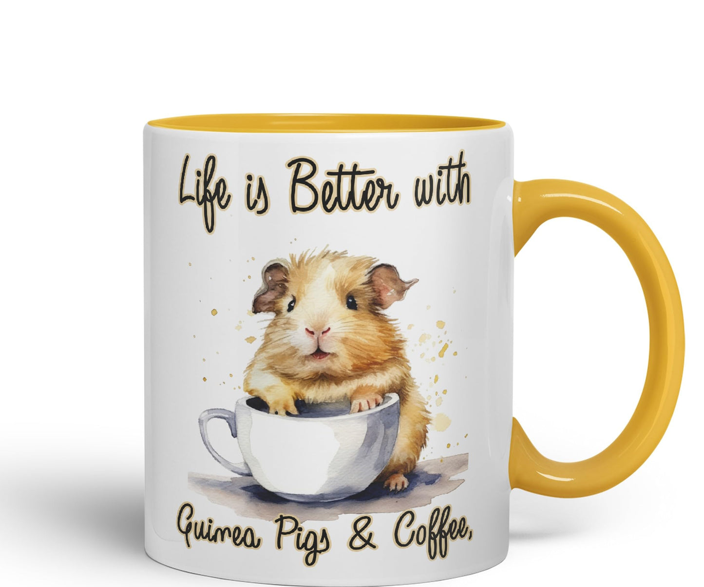 Life is Better with Guinea Pigs & Coffee Joke sarkasm Sarcastic Ceramic Coloured Mug Cup for Tea Coffee Hot Brew 330ml 11Oz Gift