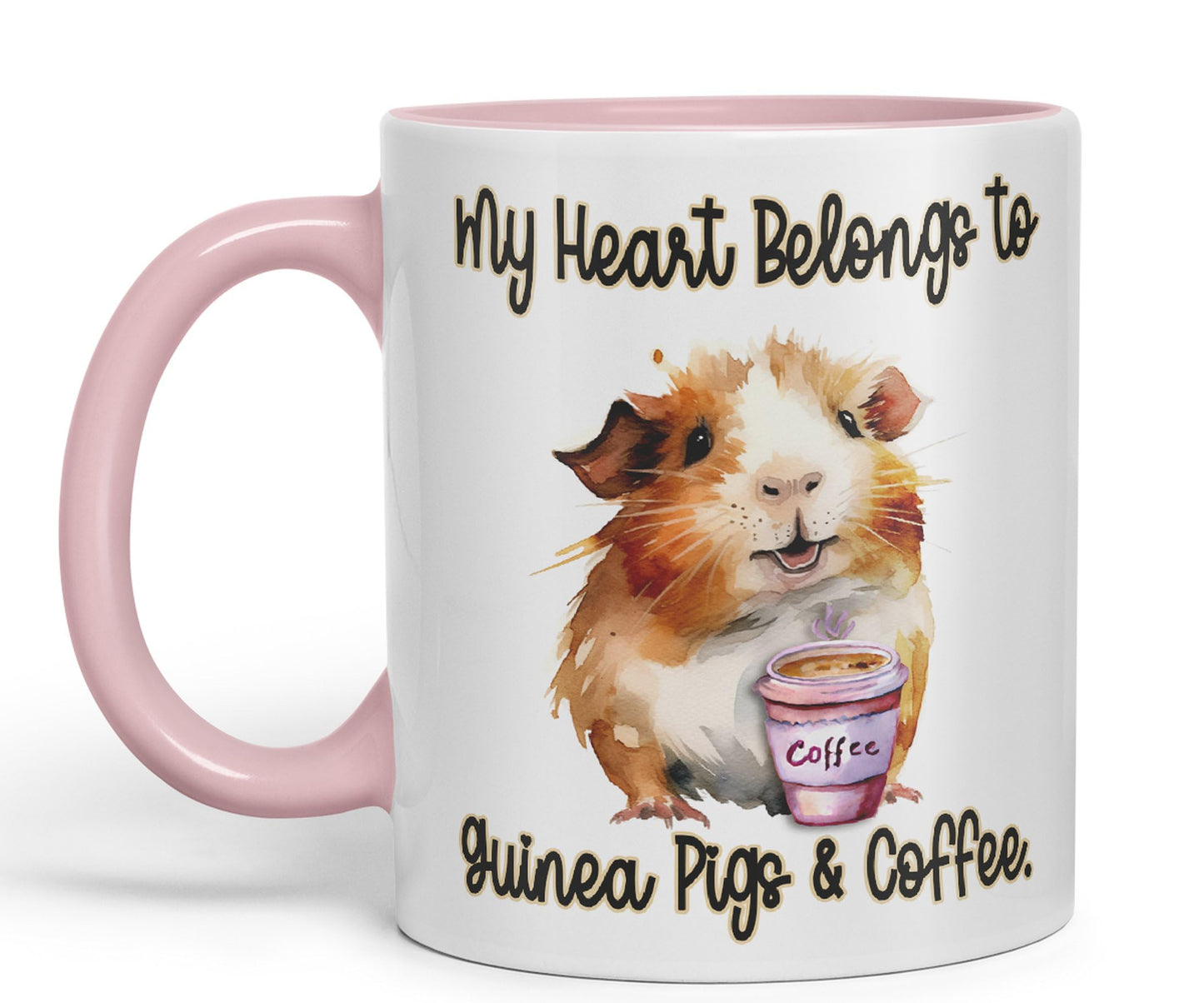 My Heart Belongs to Guine Pig & Coffee, Joke sarkasm Sarcastic Ceramic Coloured Mug Cup for Tea Coffee Hot Brew 330ml 11Oz Gift