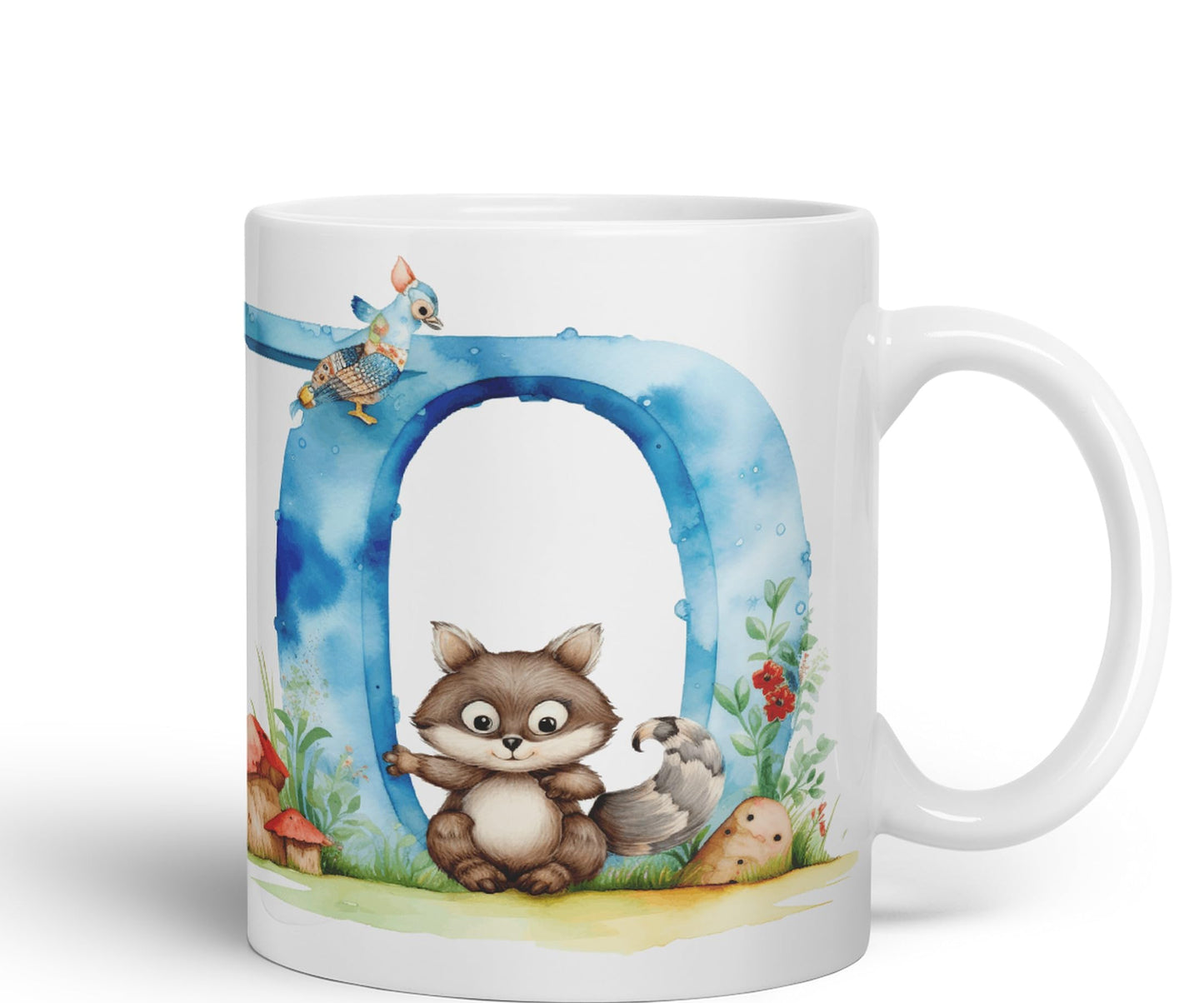 Letter Q mug, Animals Alphabet Letter Q Monogram animal for kids Ceramic Coloured Mug Cup for Tea Coffee Hot brew 330ml 11Oz Gift