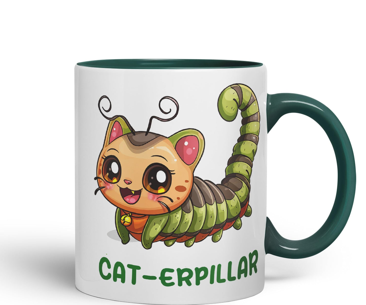 Cat-erpillar cat Kitten Joke sarkasm Sarcastic Ceramic Coloured Mug Cup for Tea Coffee Hot Brew 330ml 11Oz Gift