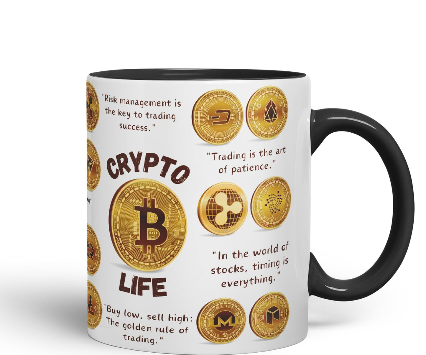 Crypto Life Crypto Currency Trading Ceramic Coloured Mug Cup for Tea Coffee Hot brew 330ml 11Oz Gift