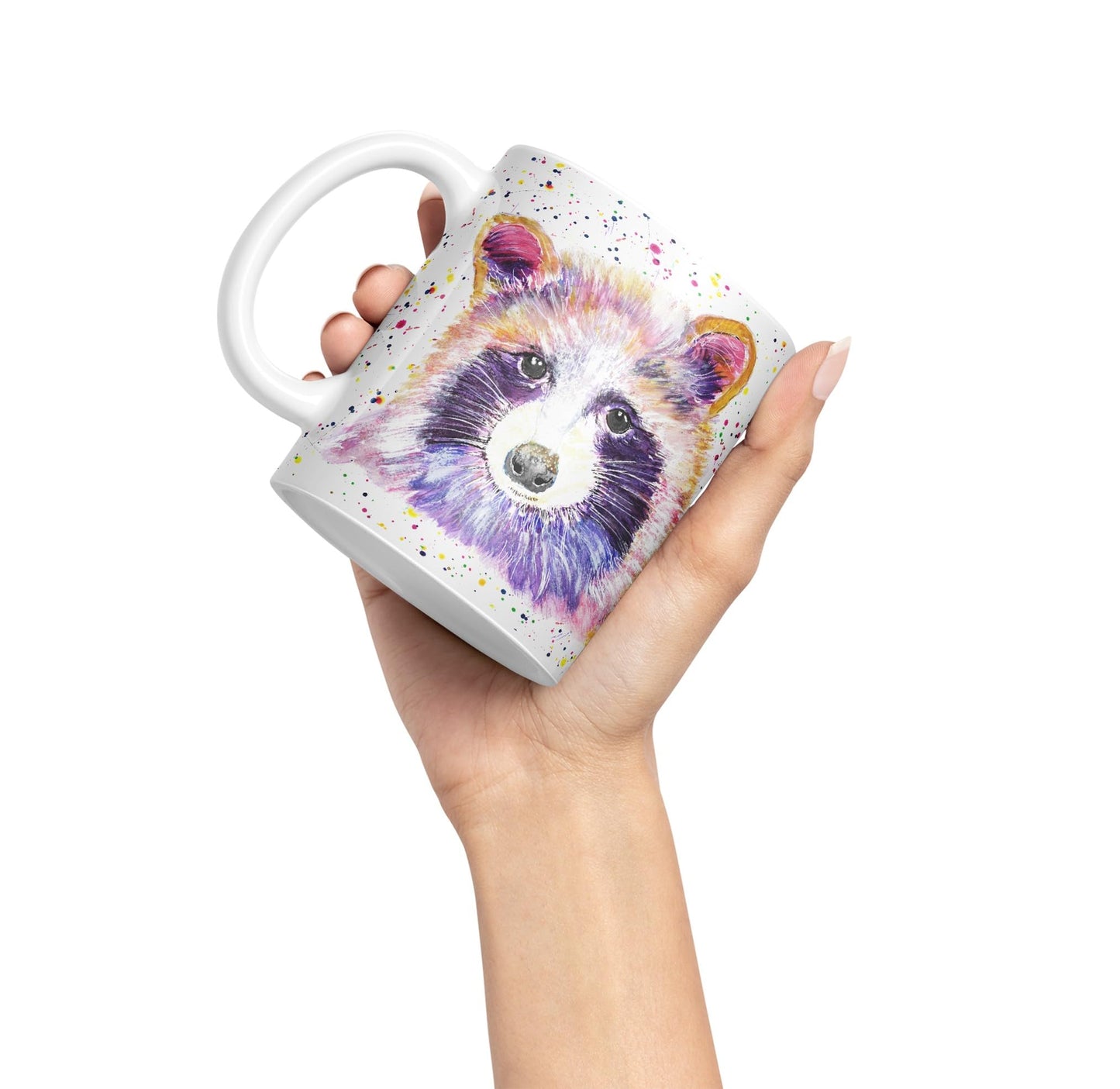 Racoon animals Watercolour Ceramic Coloured Mug Cup for Tea Coffee Hot brew 330ml 11Oz Gift