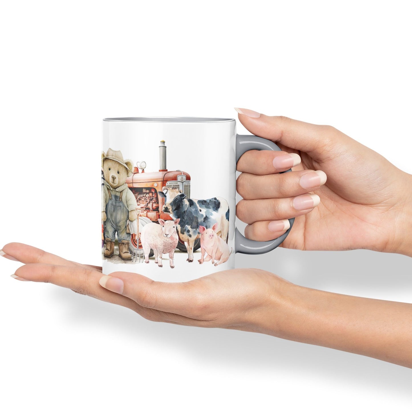 Vixar Teddy Bear Farmer Farm Tractor Ceramic Mug Coloured Mug Cup Gift Birthday Work Office Tea Coffee