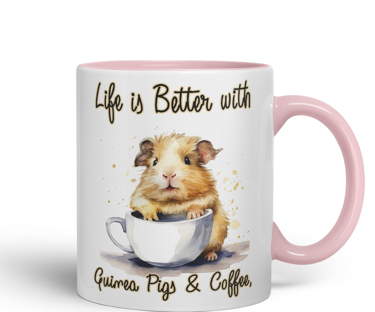 Life is Better with Guinea Pigs & Coffee Joke sarkasm Sarcastic Ceramic Coloured Mug Cup for Tea Coffee Hot Brew 330ml 11Oz Gift