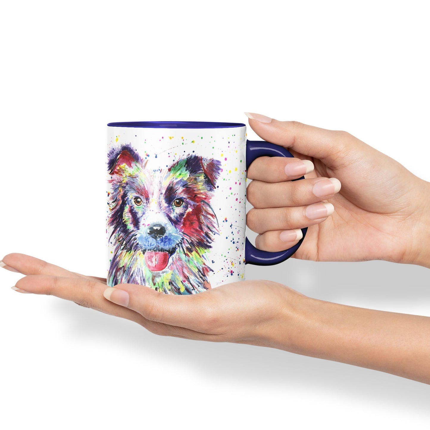Vixar Border Collie Dog Pet Animals Watercolour Art Coloured 330 ml Mug Cup Gift Birthday Work Office Tea Coffee