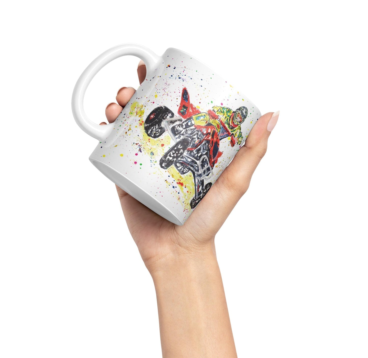 Vixar Motor Quad Bike Motocross Watercolour Art Coloured creamic 330 ml Mug Cup Gift Birthday Work Office Tea Coffee