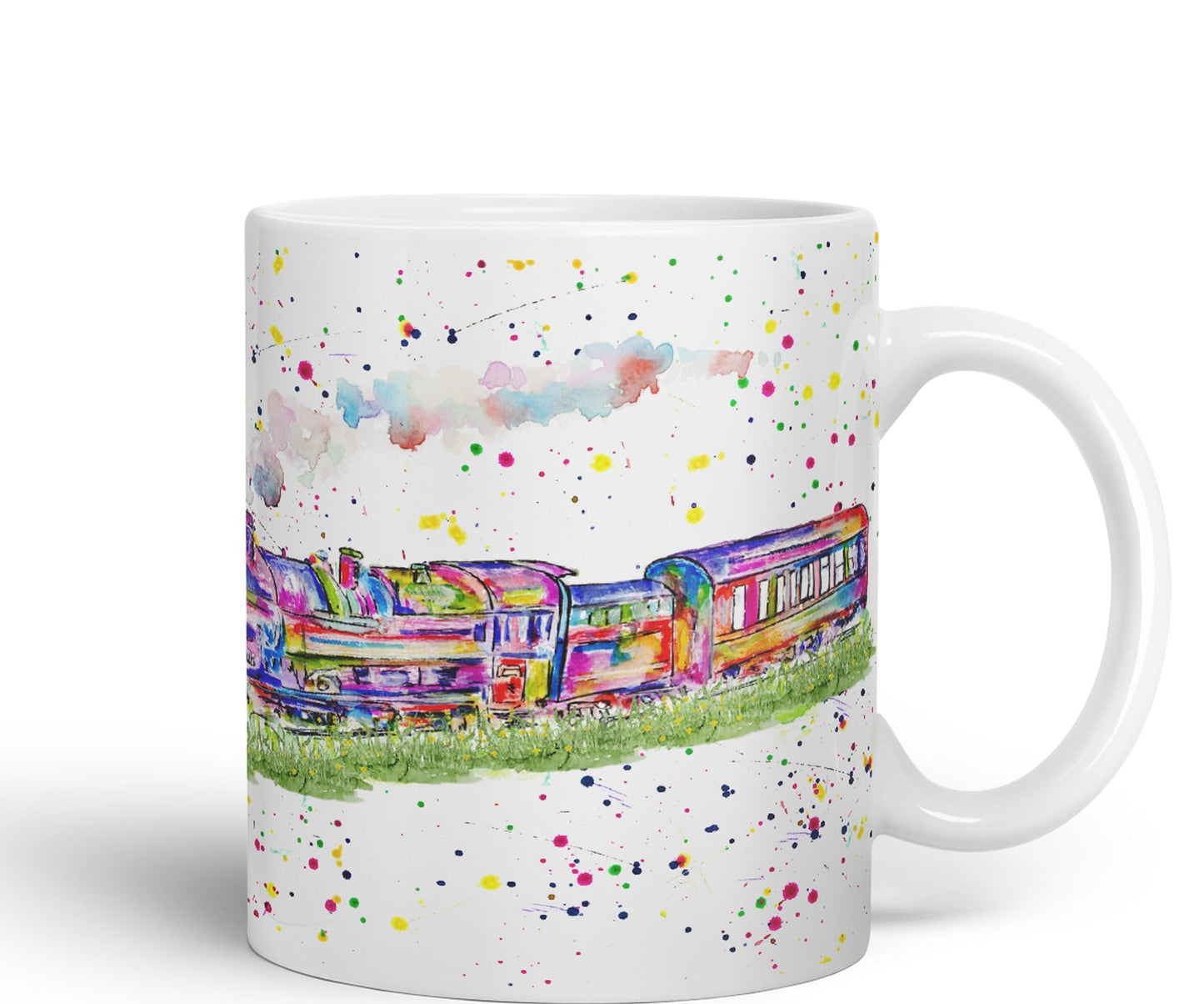 Vixar Steam Train Watercolour Art Coloured 330 ml Mug Cup Gift Birthday Work Office Tea Coffee
