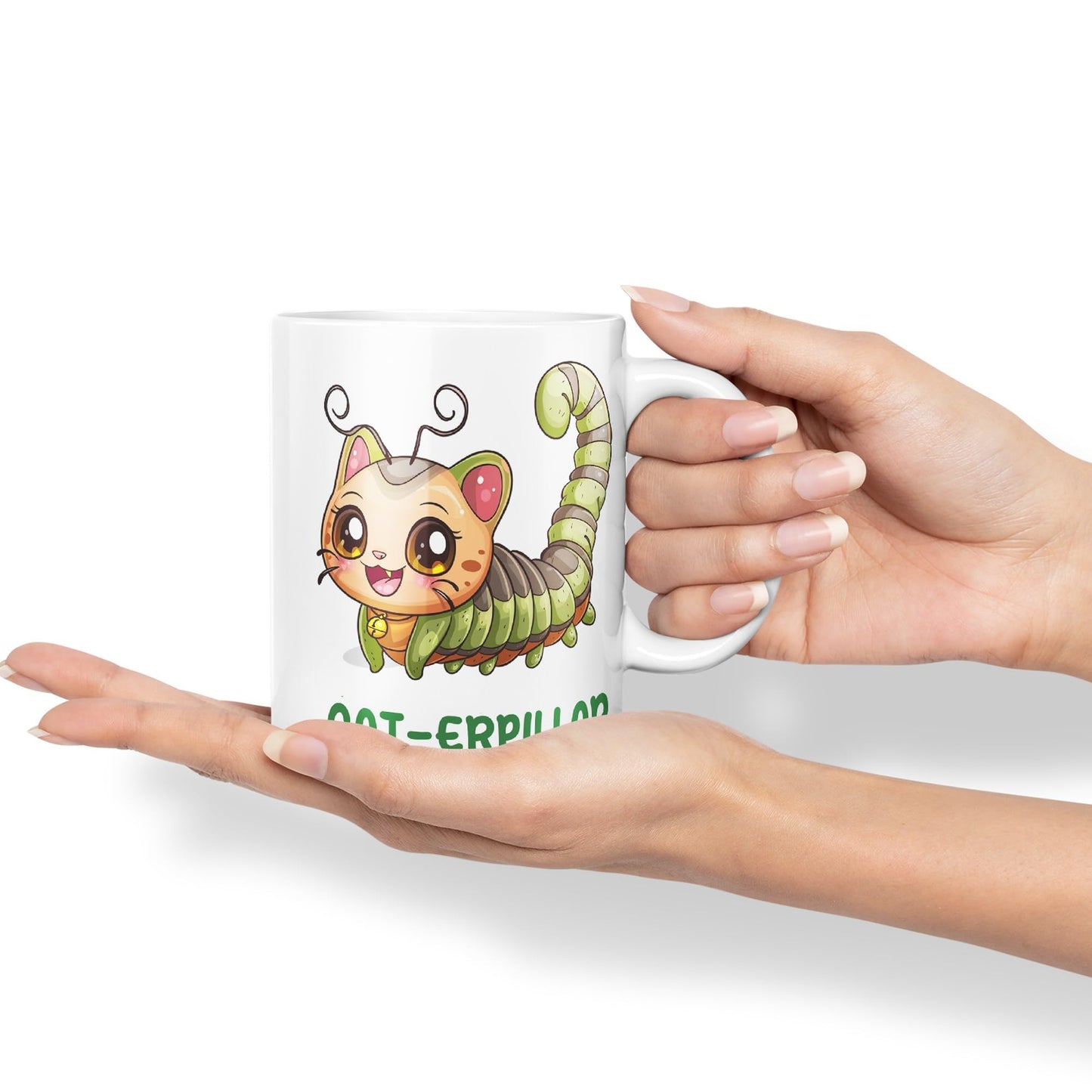 Cat-erpillar cat Kitten Joke sarkasm Sarcastic Ceramic Coloured Mug Cup for Tea Coffee Hot Brew 330ml 11Oz Gift