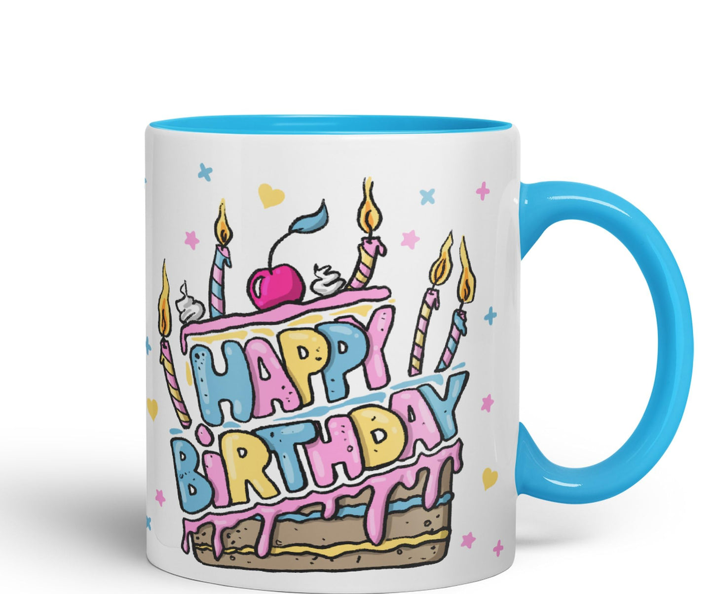 Vixar Happy Birthday Mug Cake Ceramic Coloured Mug Cup Gift Tea Coffee Christmas Office Home