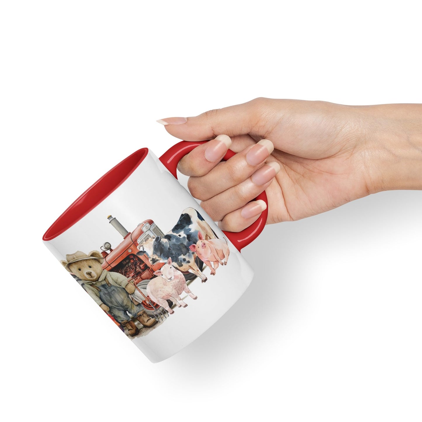 Vixar Teddy Bear Farmer Farm Tractor Ceramic Mug Coloured Mug Cup Gift Birthday Work Office Tea Coffee