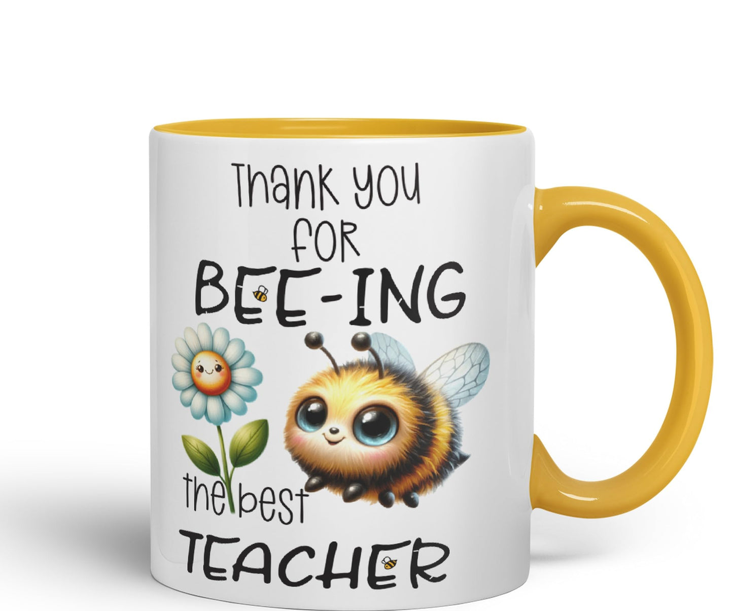 Teacher Thank You for Bee-ing The best teacher Ceramic Coloured Mug Cup for Tea Coffee Hot brew 330ml 11Oz