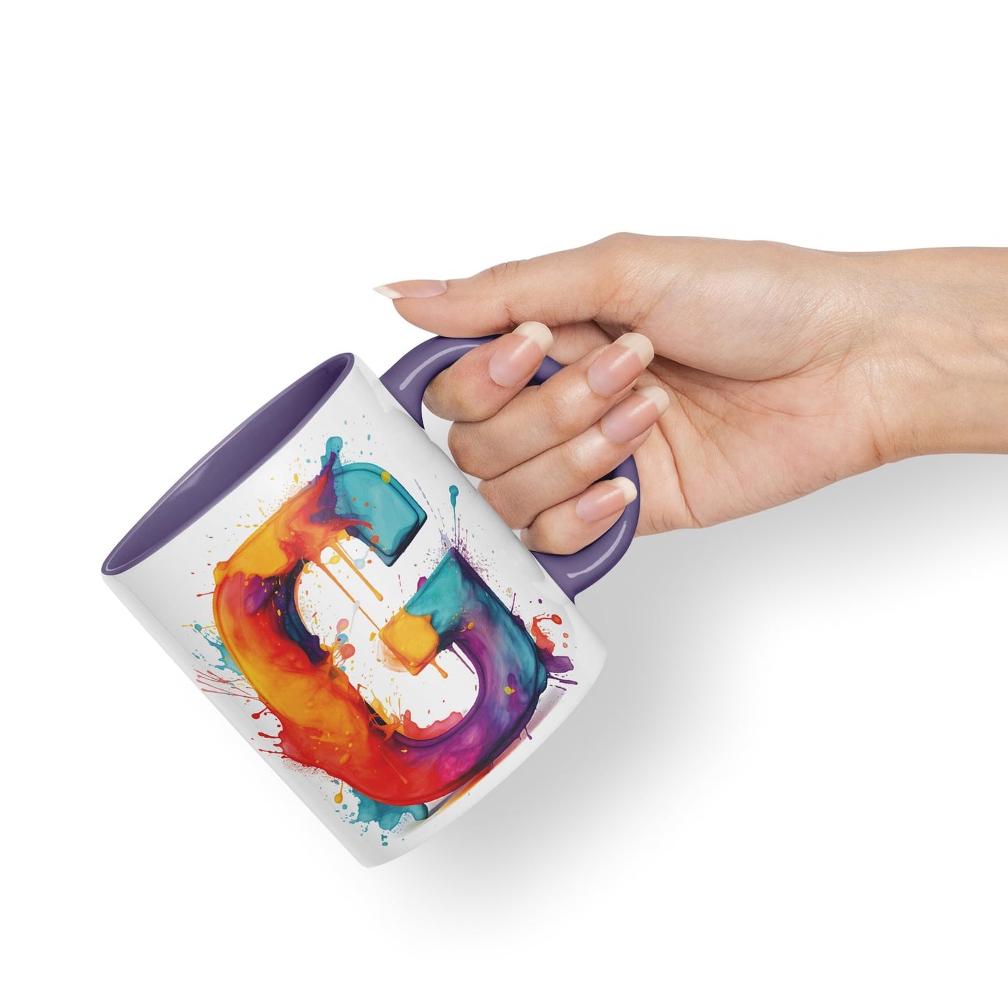 Letter G mug, Alphabet Letter G Monogram watercolour Ceramic Coloured Mug Cup for Tea Coffee Hot brew 330ml 11Oz Gift