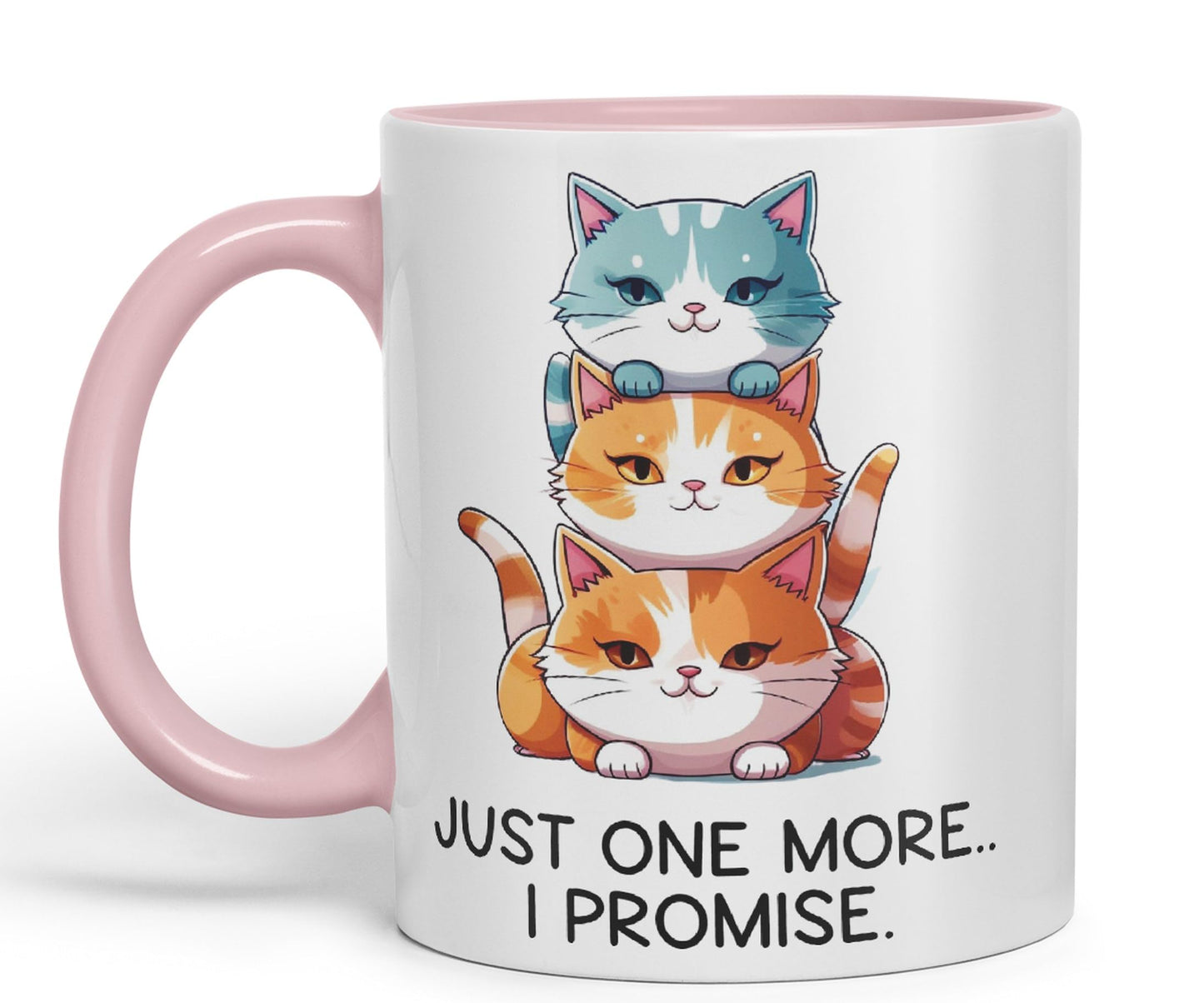 Just one More.. I Pomise Cats cat Sarcastic Joke Ceramic Coloured Mug Cup for Tea Coffee Hot Brew 330ml 11Oz
