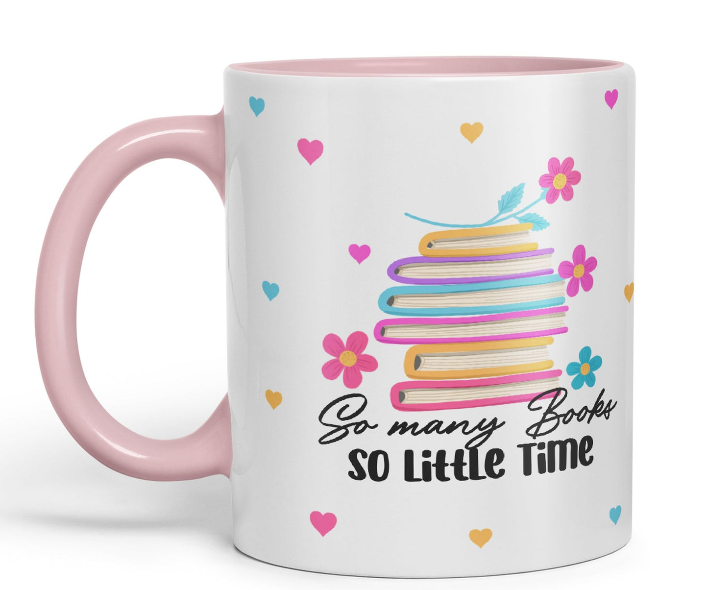 Vixar So Many Books so Little time Book Reader Gift Presents Coloured Ceramic Mug Cup Gift 330ml 11oz Work Office Tea Coffee