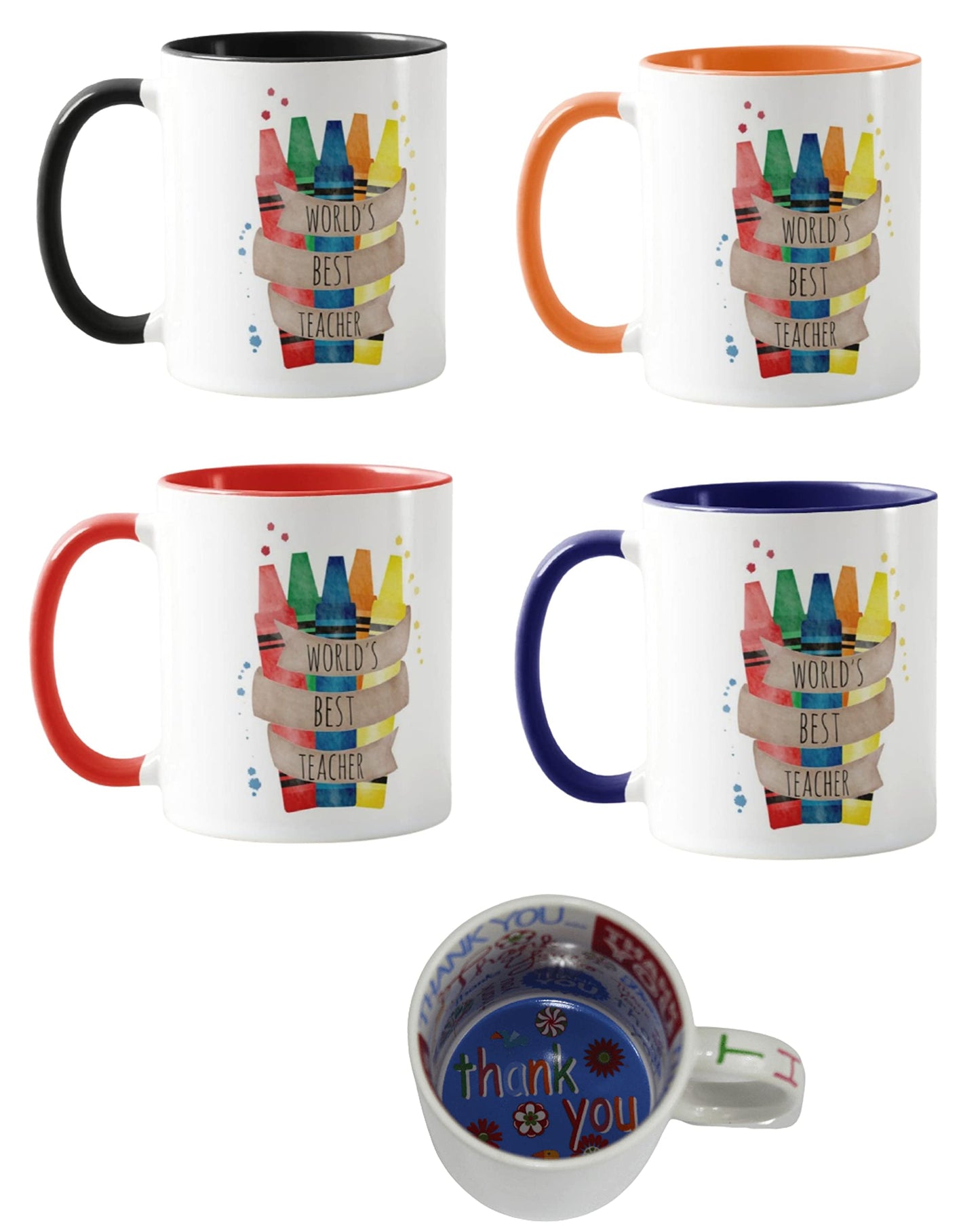 Teacher Mug, World's Best Teacher, Crayons, Teacher Gift from Kids, School Gift, end of Year c2