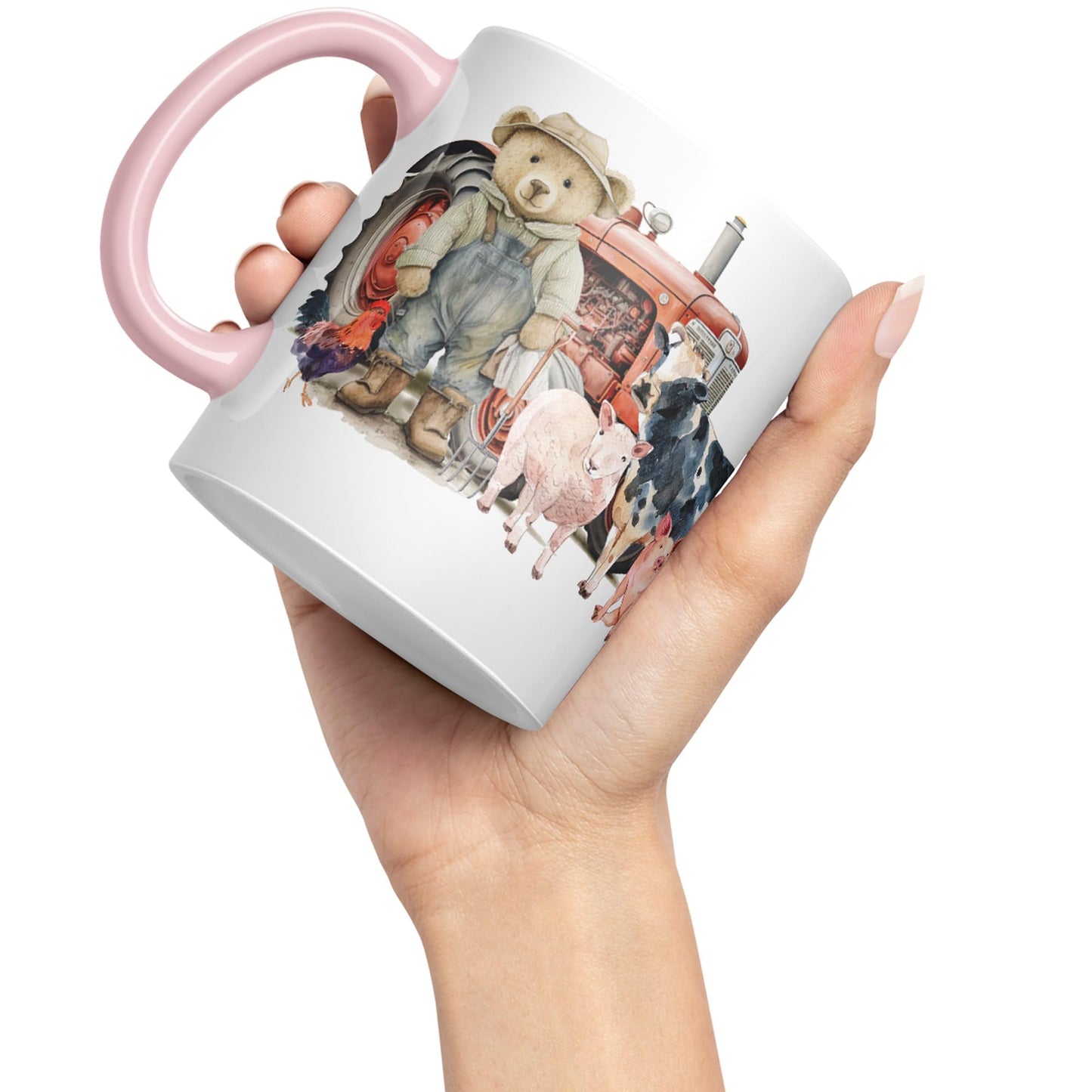 Vixar Teddy Bear Farmer Farm Tractor Ceramic Mug Coloured Mug Cup Gift Birthday Work Office Tea Coffee
