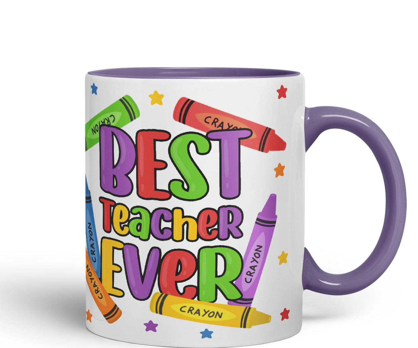 Vixar Best Teacher Ever Crayons, Ceramic 330 ml 11oz Coloured Mug Cup, Teacher Gift from Kids, School Gift, end of Year for Coffee Tea (T5)