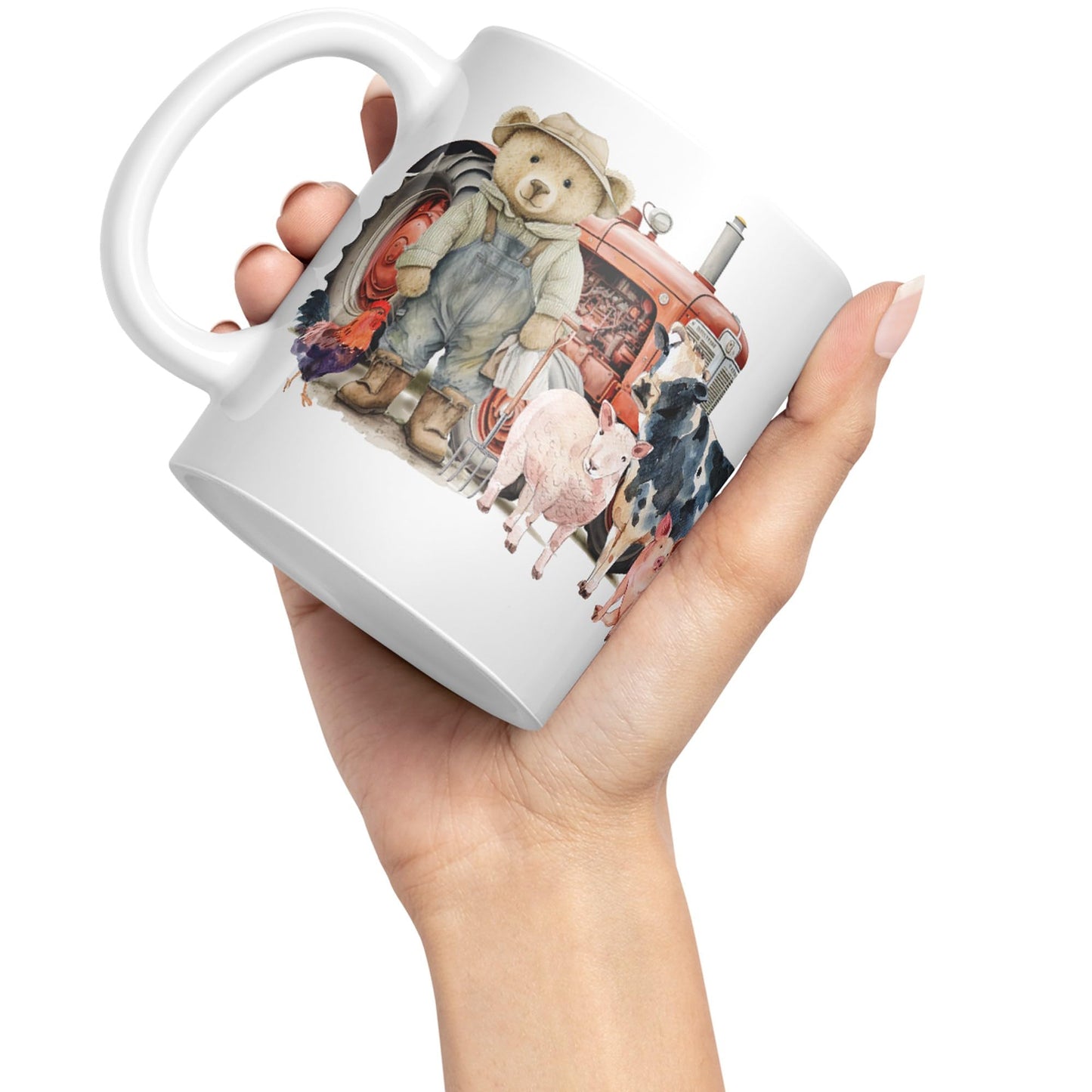 Vixar Teddy Bear Farmer Farm Tractor Ceramic Mug Coloured Mug Cup Gift Birthday Work Office Tea Coffee
