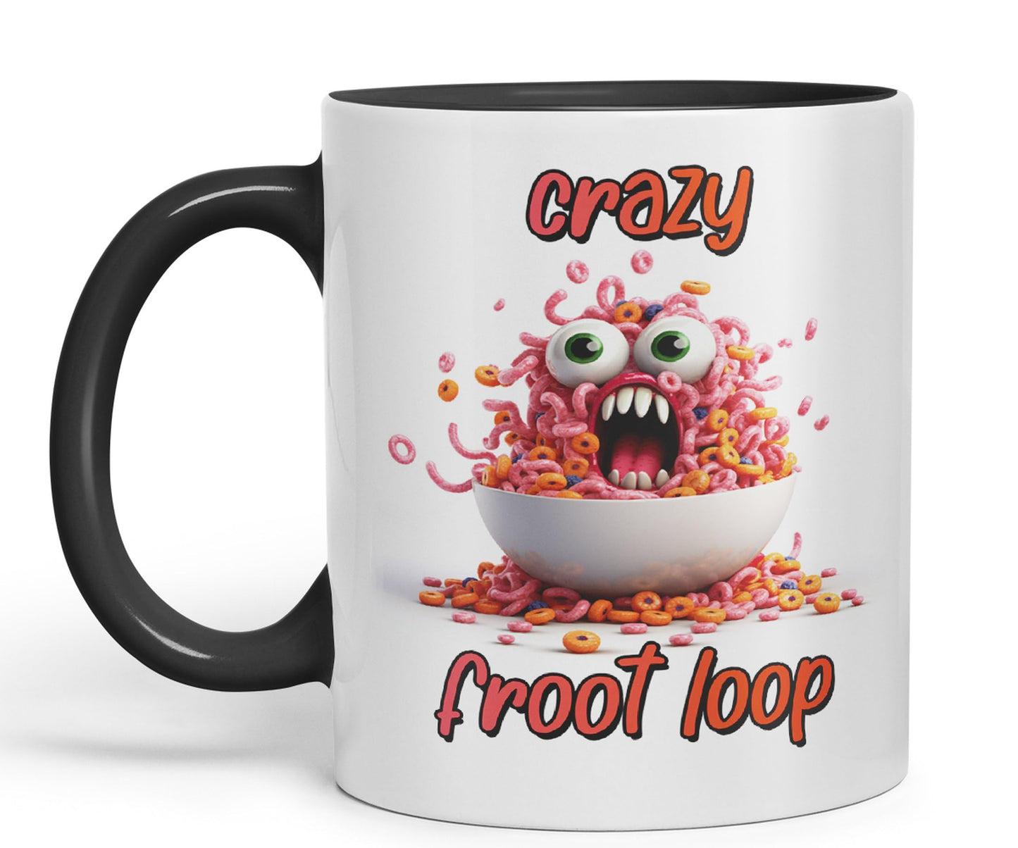 Crazy Froot Loop breakfest Joke sarkasm Sarcastic Ceramic Coloured Mug Cup for Tea Coffee Hot Brew 330ml 11Oz Gift