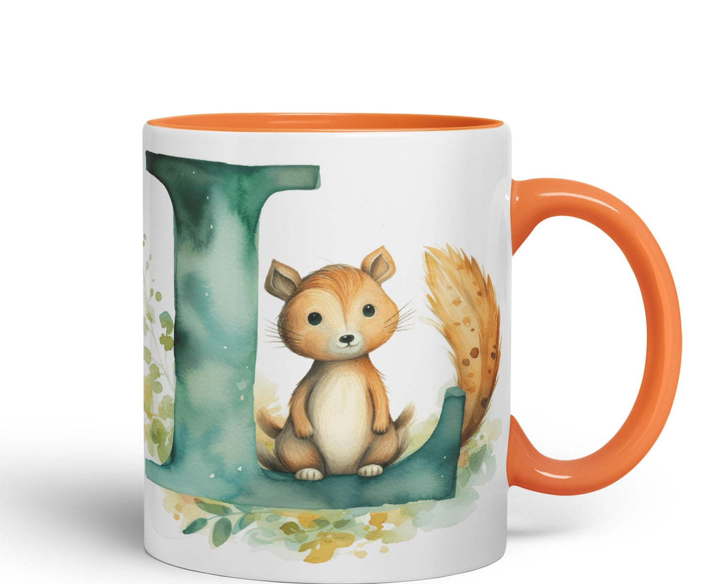 Letter L mug, Animals Alphabet Letter L Monogram animal for kids Ceramic Coloured Mug Cup for Tea Coffee Hot brew 330ml 11Oz Gift