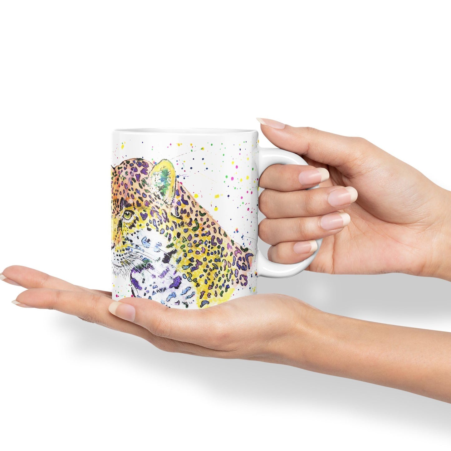 Jaguar Big Cat Safari animals Watercolour Ceramic Coloured Mug Cup for Tea Coffee Hot brew 330ml 11Oz Gift