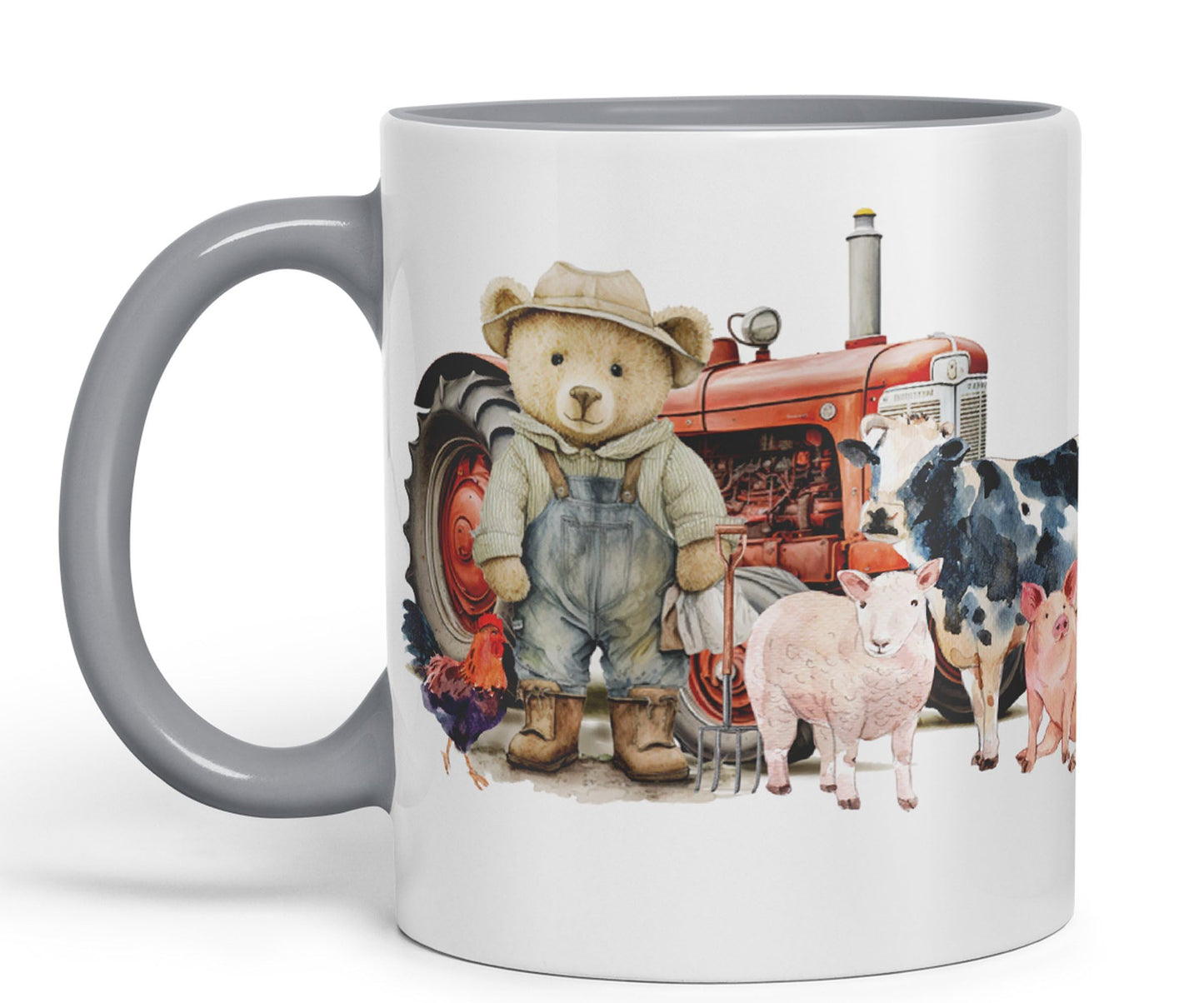 Vixar Teddy Bear Farmer Farm Tractor Ceramic Mug Coloured Mug Cup Gift Birthday Work Office Tea Coffee