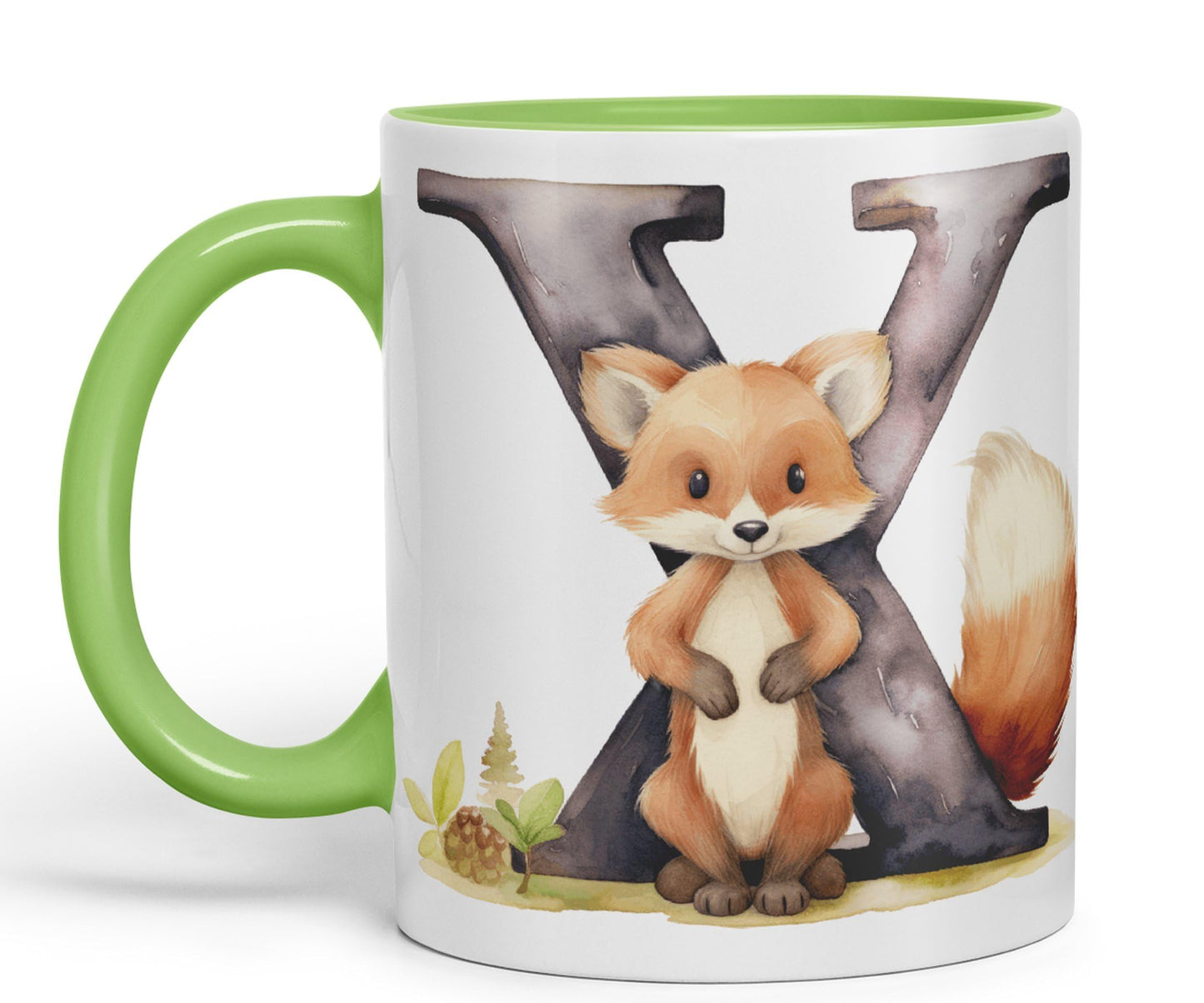 Letter X mug, Animals Alphabet Letter X Monogram animal for kids Ceramic Coloured Mug Cup for Tea Coffee Hot brew 330ml 11Oz Gift