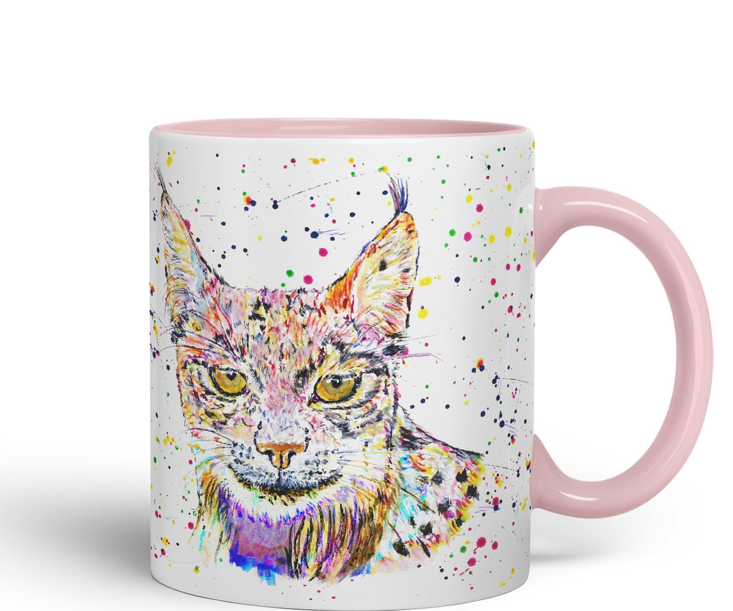Vixar Lynx Cat Animal Watercolour Art Coloured 330 ml Mug Cup Gift Birthday Work Office Tea Coffee