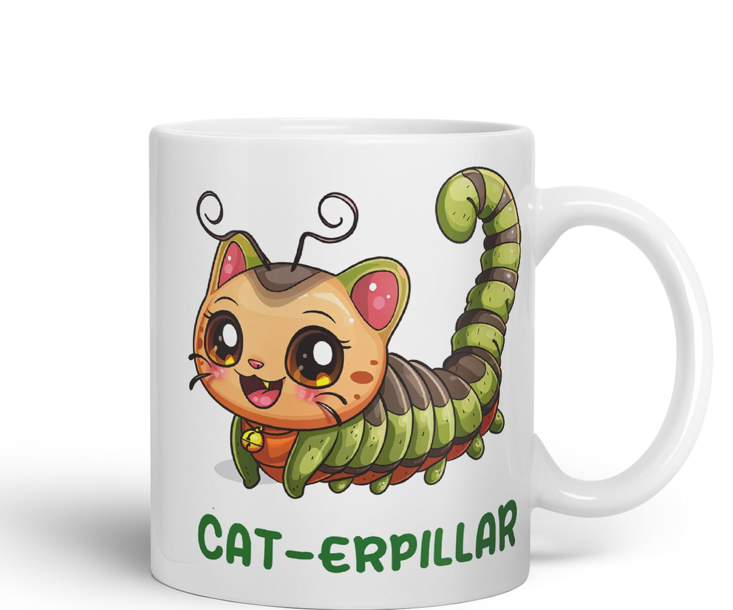 Cat-erpillar cat Kitten Joke sarkasm Sarcastic Ceramic Coloured Mug Cup for Tea Coffee Hot Brew 330ml 11Oz Gift
