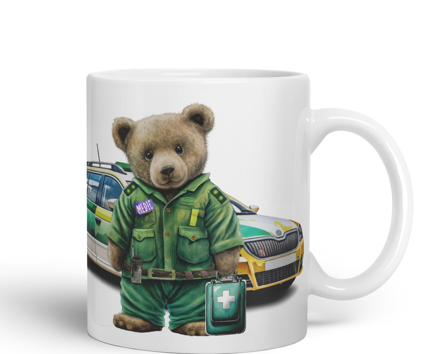 Vixar Teddy Bear Medic Themed Ceramic Mug Coloured Mug Cup Gift Birthday Work Office Tea Coffee