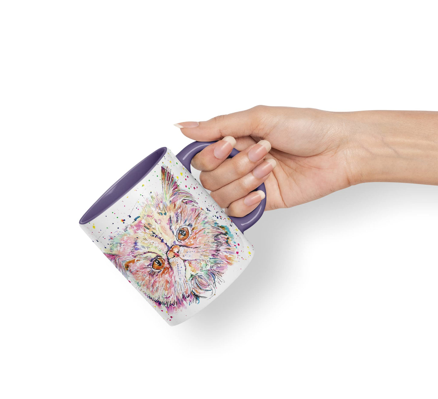 Vixar Persian Cat Kitten Pet Animals Watercolour Art Coloured Mug Cup Gift Birthday Work Office Tea Coffee