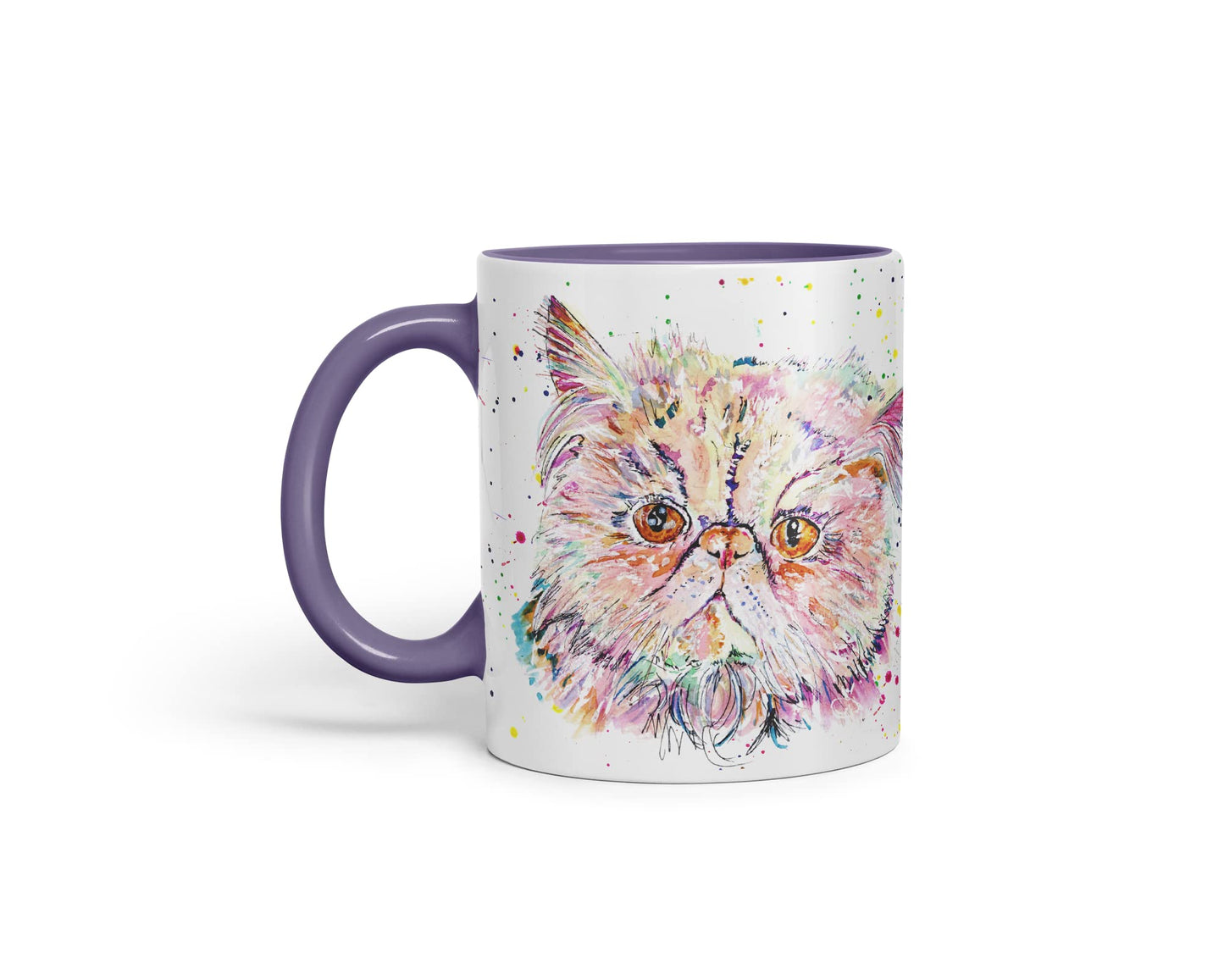Vixar Persian Cat Kitten Pet Animals Watercolour Art Coloured Mug Cup Gift Birthday Work Office Tea Coffee