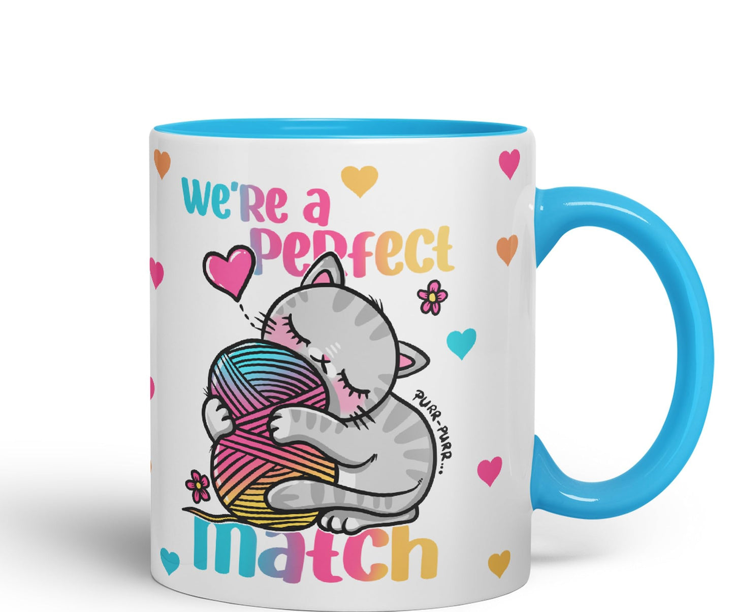 We're a Perfect Match cat Lover Coloured Ceramic Mug Cup Gift 330ml 11oz Work Office Tea Coffee Gift