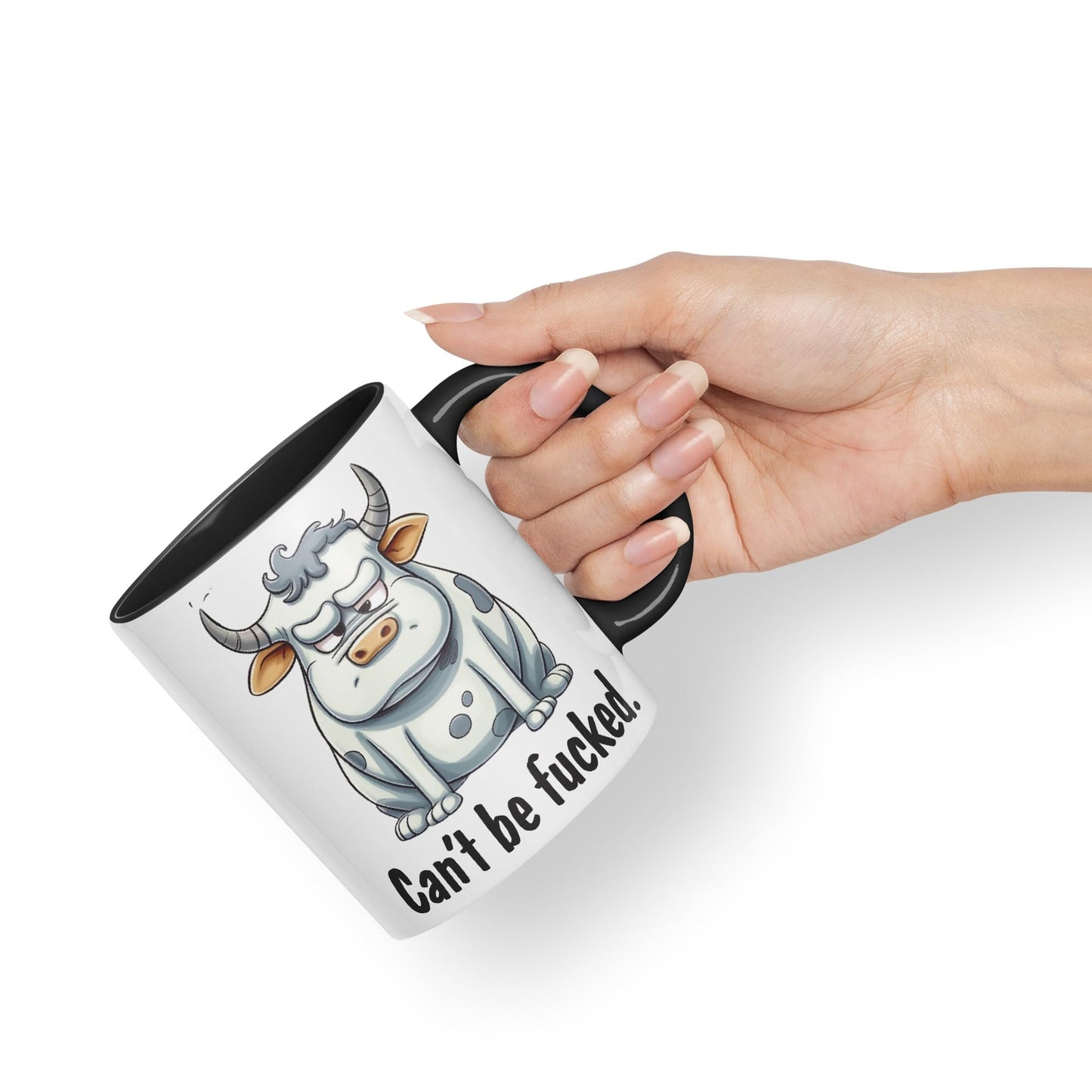 Can't be Fucked Cow Sarcastic Joke Ceramic Coloured Mug Cup for Tea Coffee Hot Brew 330ml 11Oz