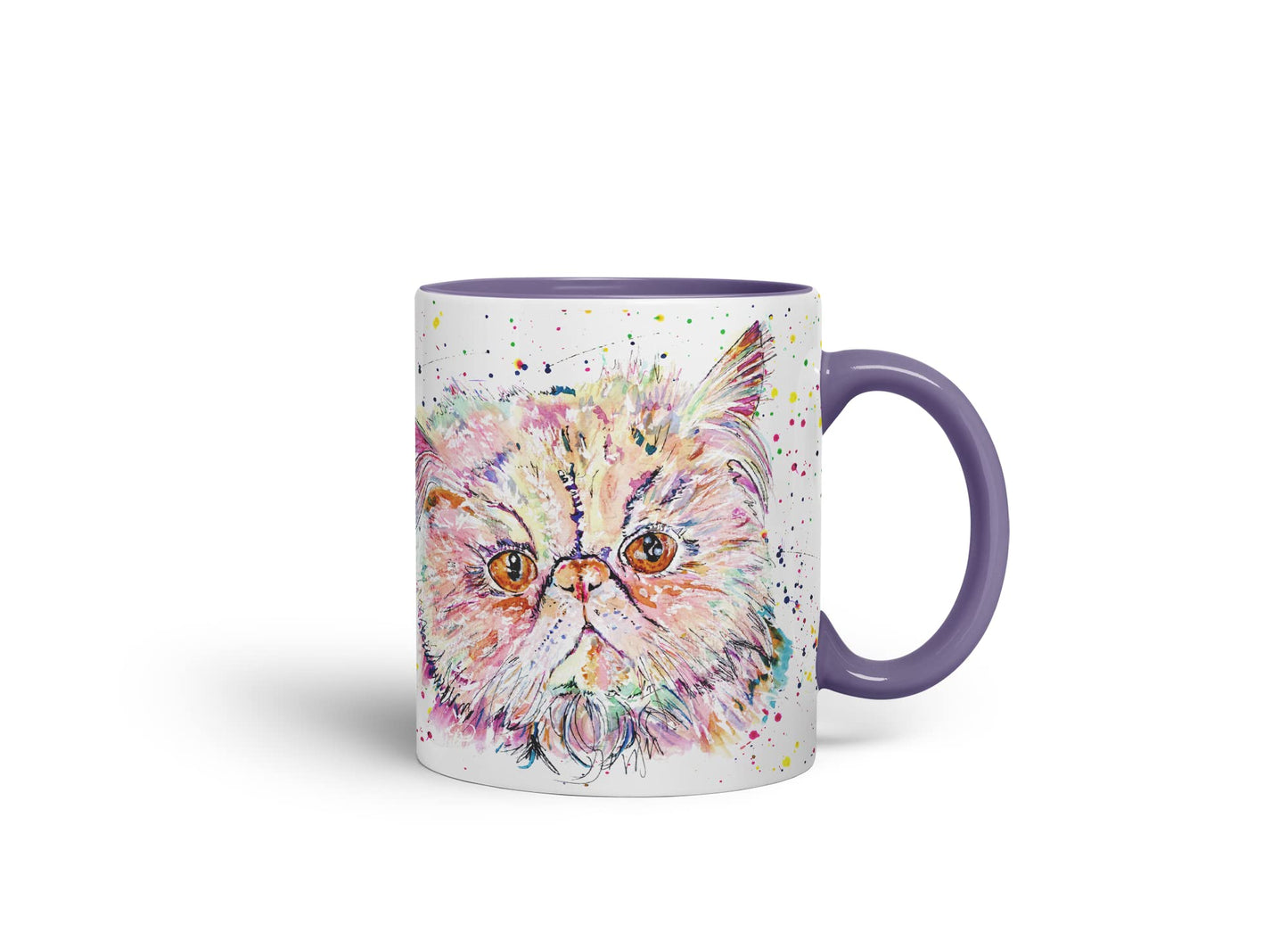 Vixar Persian Cat Kitten Pet Animals Watercolour Art Coloured Mug Cup Gift Birthday Work Office Tea Coffee