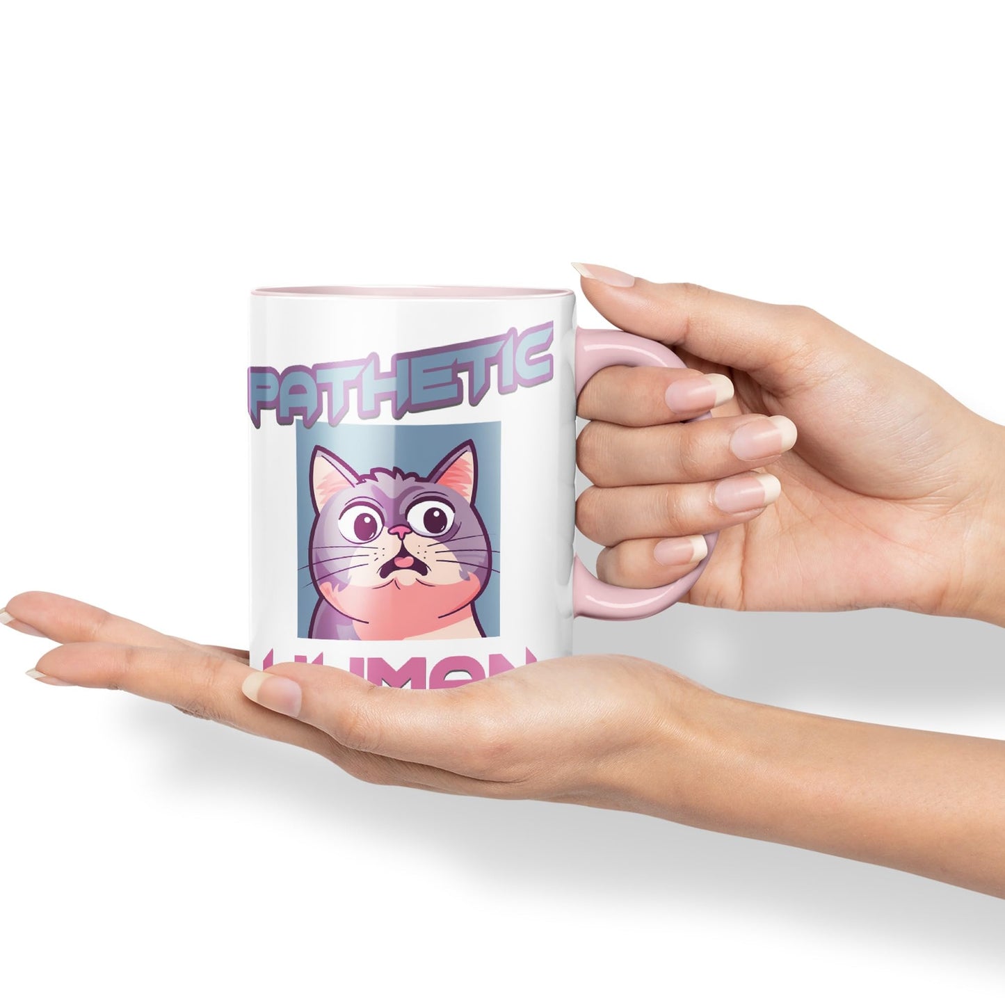 Pathetic Human Cats Cat Sarcastic Joke Ceramic Coloured Mug Cup for Tea Coffee Hot Brew 330ml 11Oz