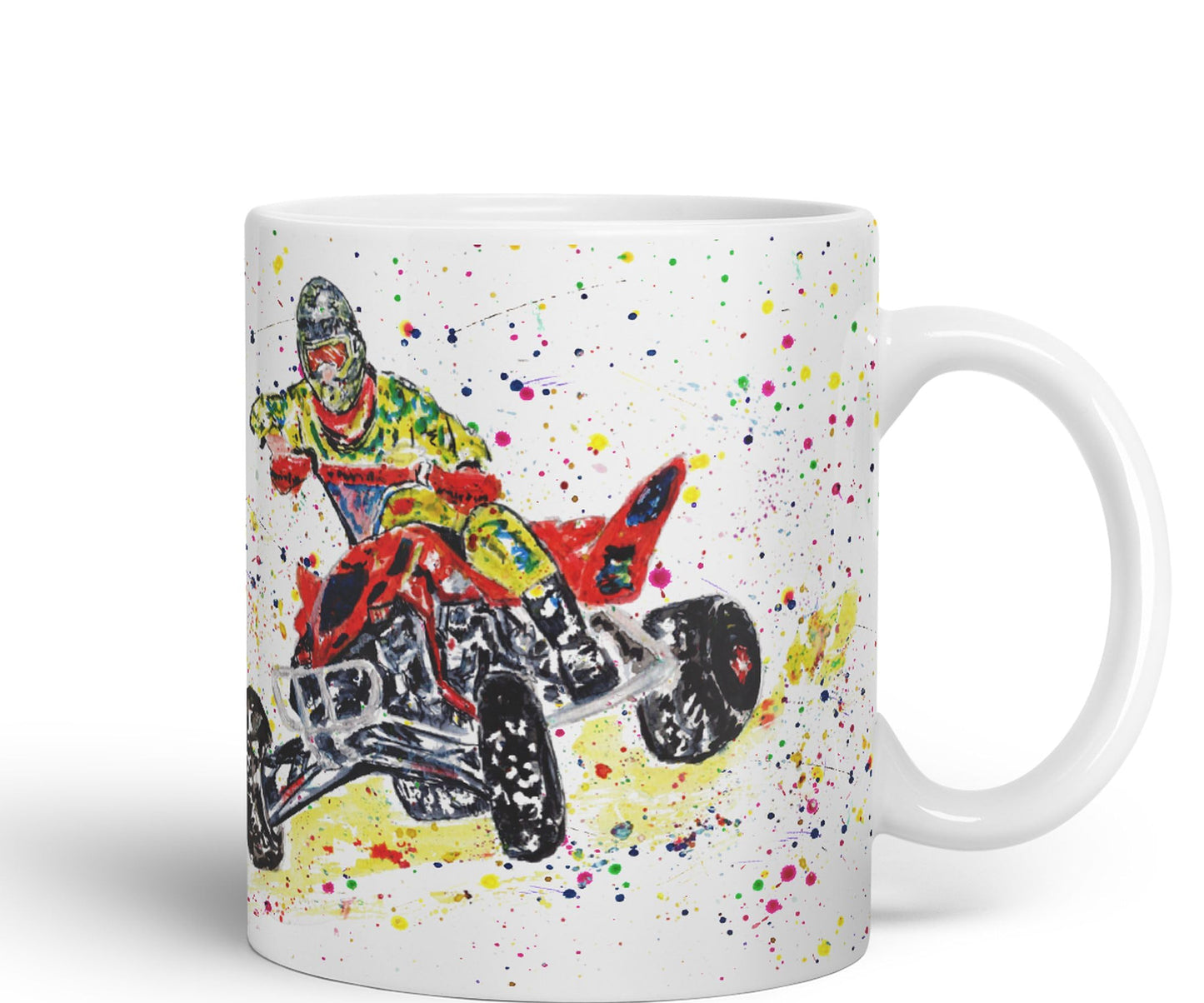 Vixar Motor Quad Bike Motocross Watercolour Art Coloured creamic 330 ml Mug Cup Gift Birthday Work Office Tea Coffee