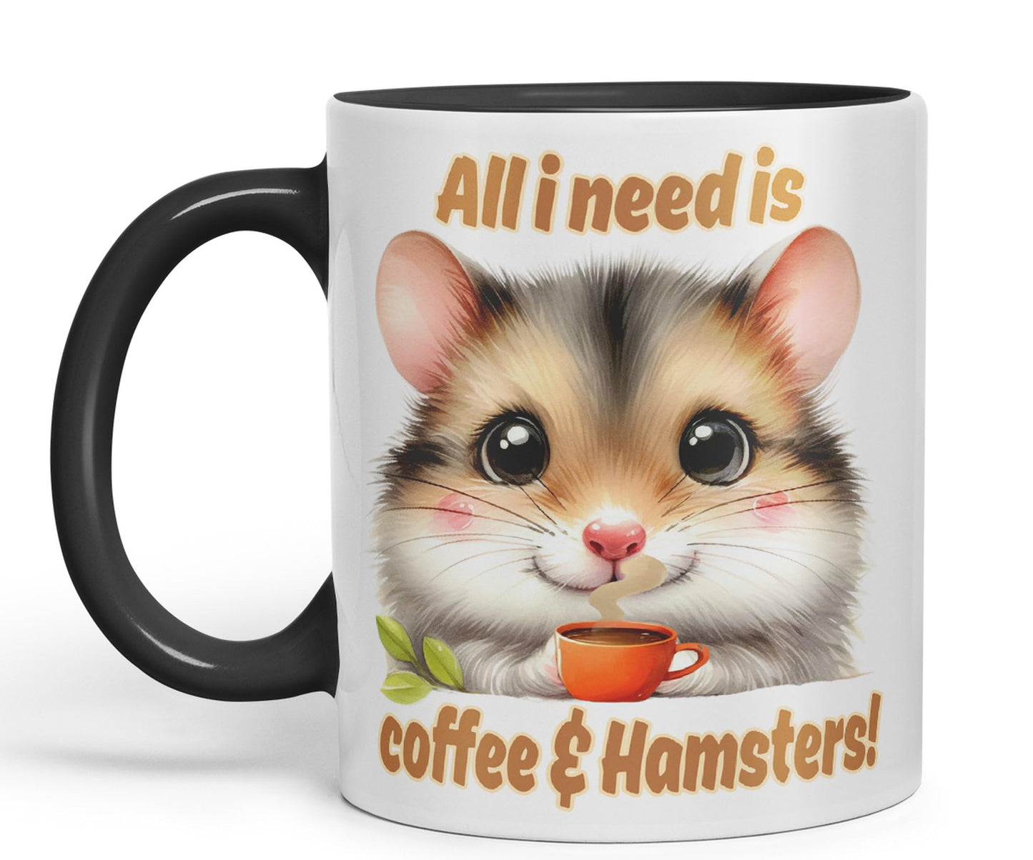 All I Needs is Coffee & Hamster Joke sarkasm Sarcastic Ceramic Coloured Mug Cup for Tea Coffee Hot Brew 330ml 11Oz Gift