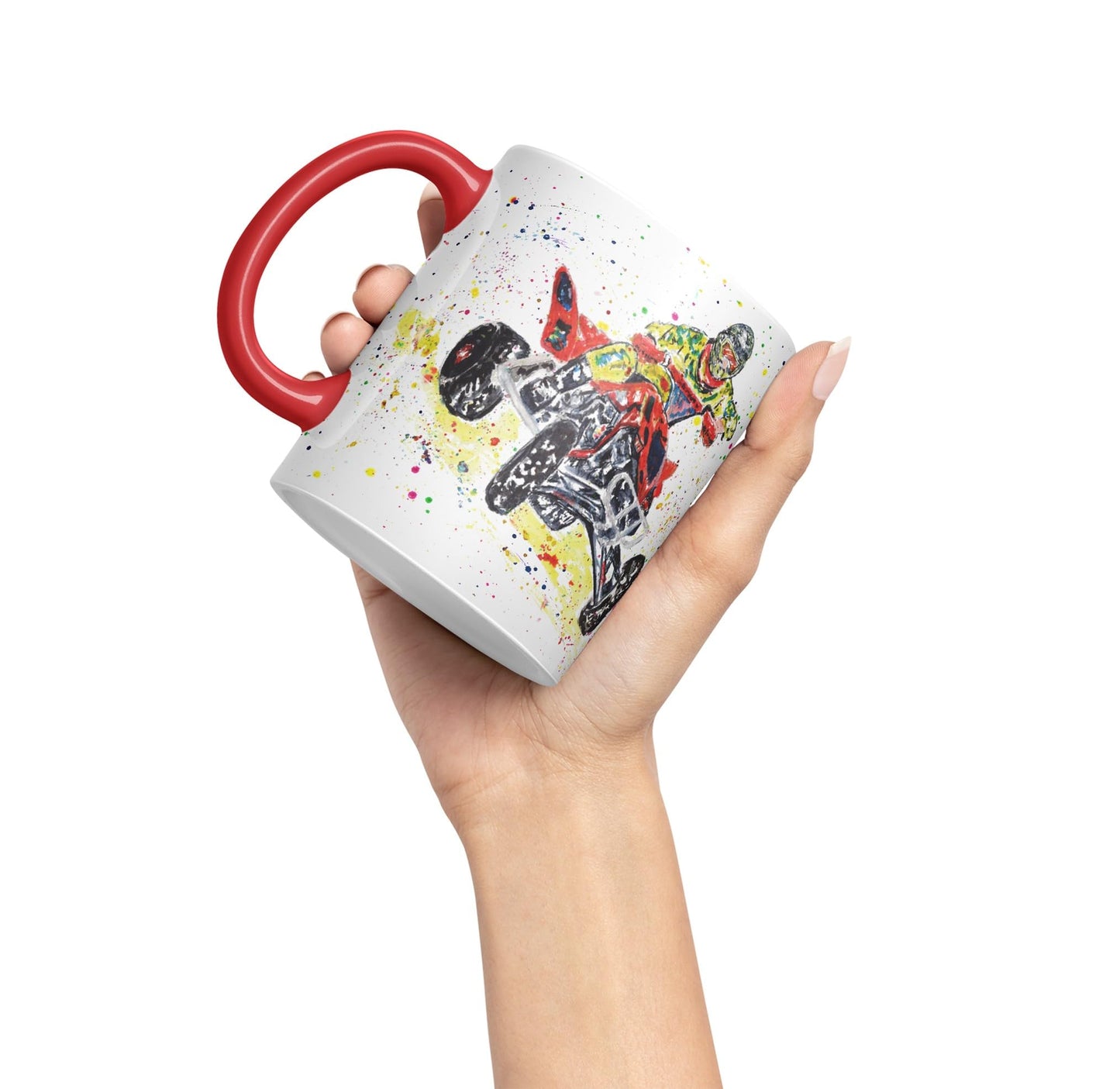 Vixar Motor Quad Bike Motocross Watercolour Art Coloured creamic 330 ml Mug Cup Gift Birthday Work Office Tea Coffee