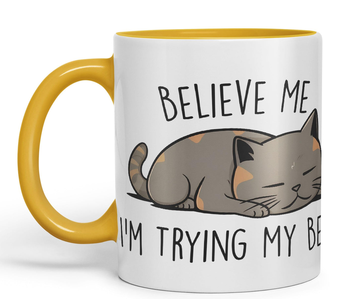 Vixar Belive Me I'm Trying My Best Cats Sarcastic Joke Ceramic Coloured Mug Cup for Tea Coffee Hot Brew 330ml 11oz