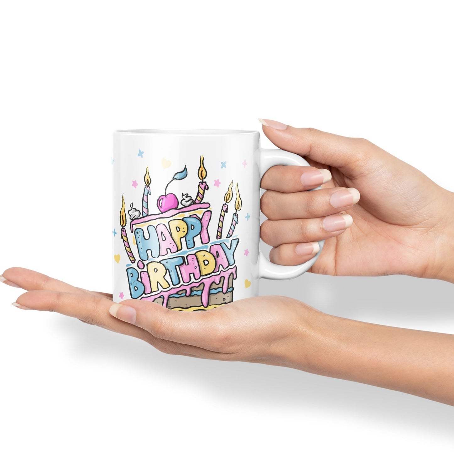 Vixar Happy Birthday Mug Cake Ceramic Coloured Mug Cup Gift Tea Coffee Christmas Office Home