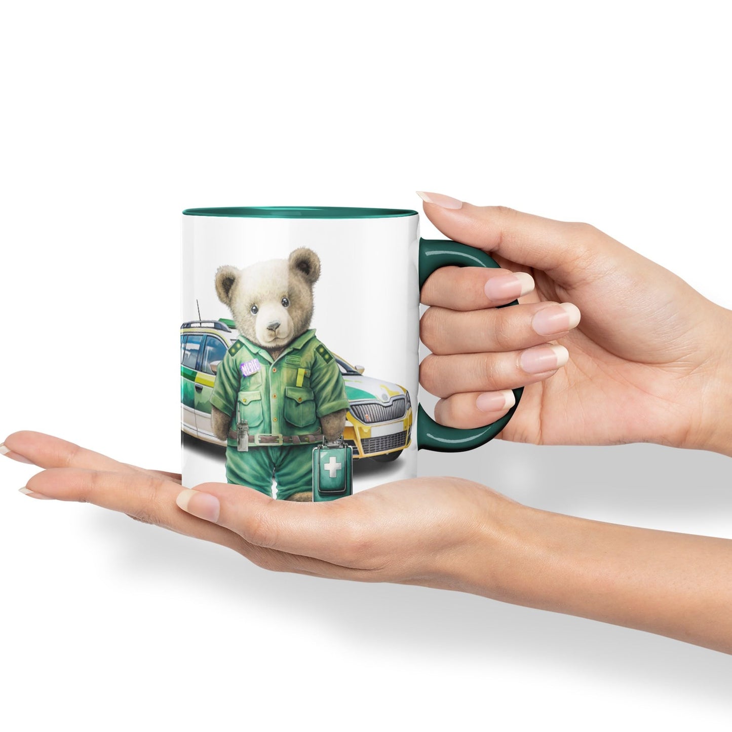 Vixar Teddy Bear Medic Themed Ceramic Mug Coloured Mug Cup Gift Birthday Work Office Tea Coffee