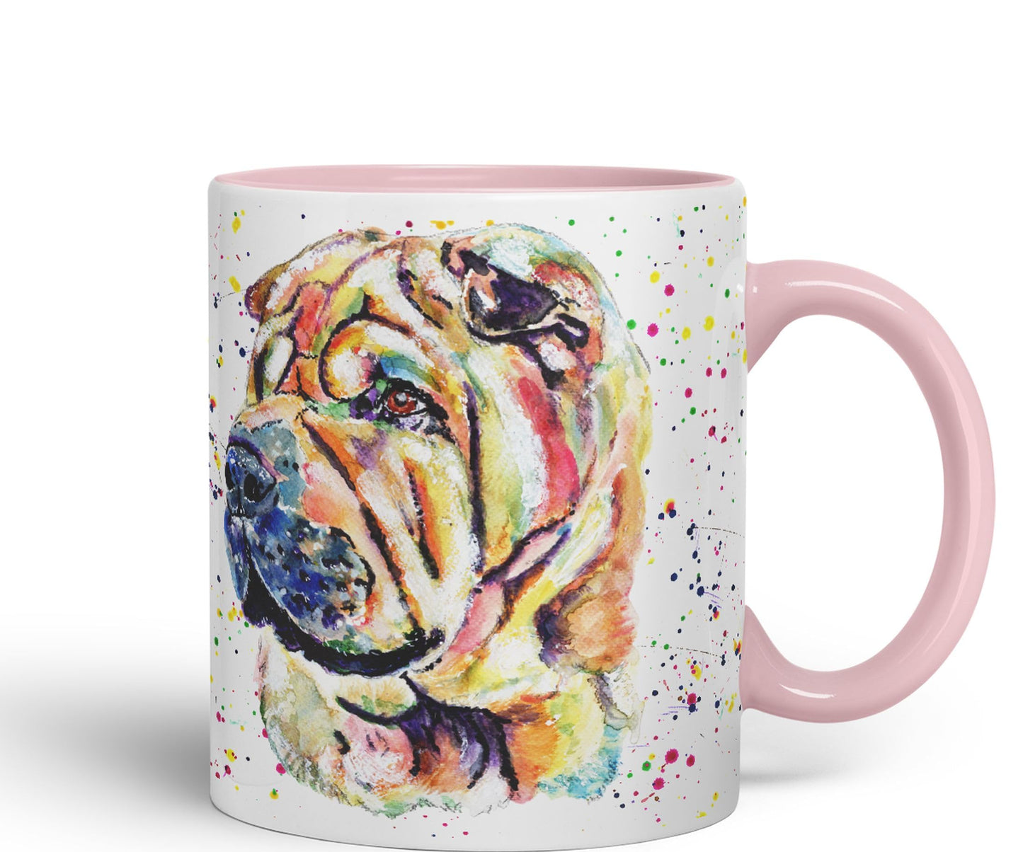 Vixar Shar Pei Wrinkly Chinese Dog Pet Animal Watercolour Art Coloured 330 ml Mug Cup Gift Birthday Work Office Tea Coffee